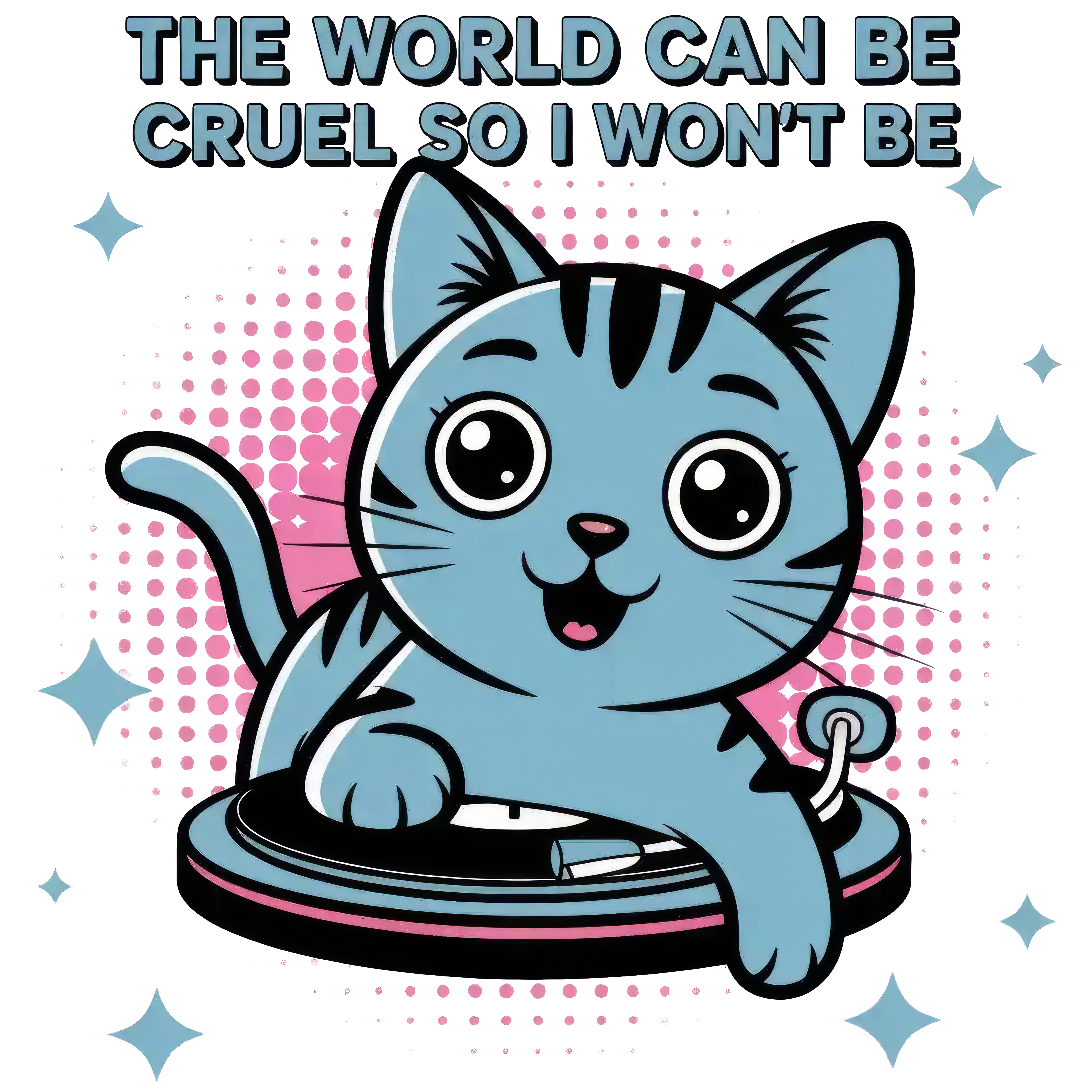 Cute Cat Spinning Vinyl Records DTF Transfer