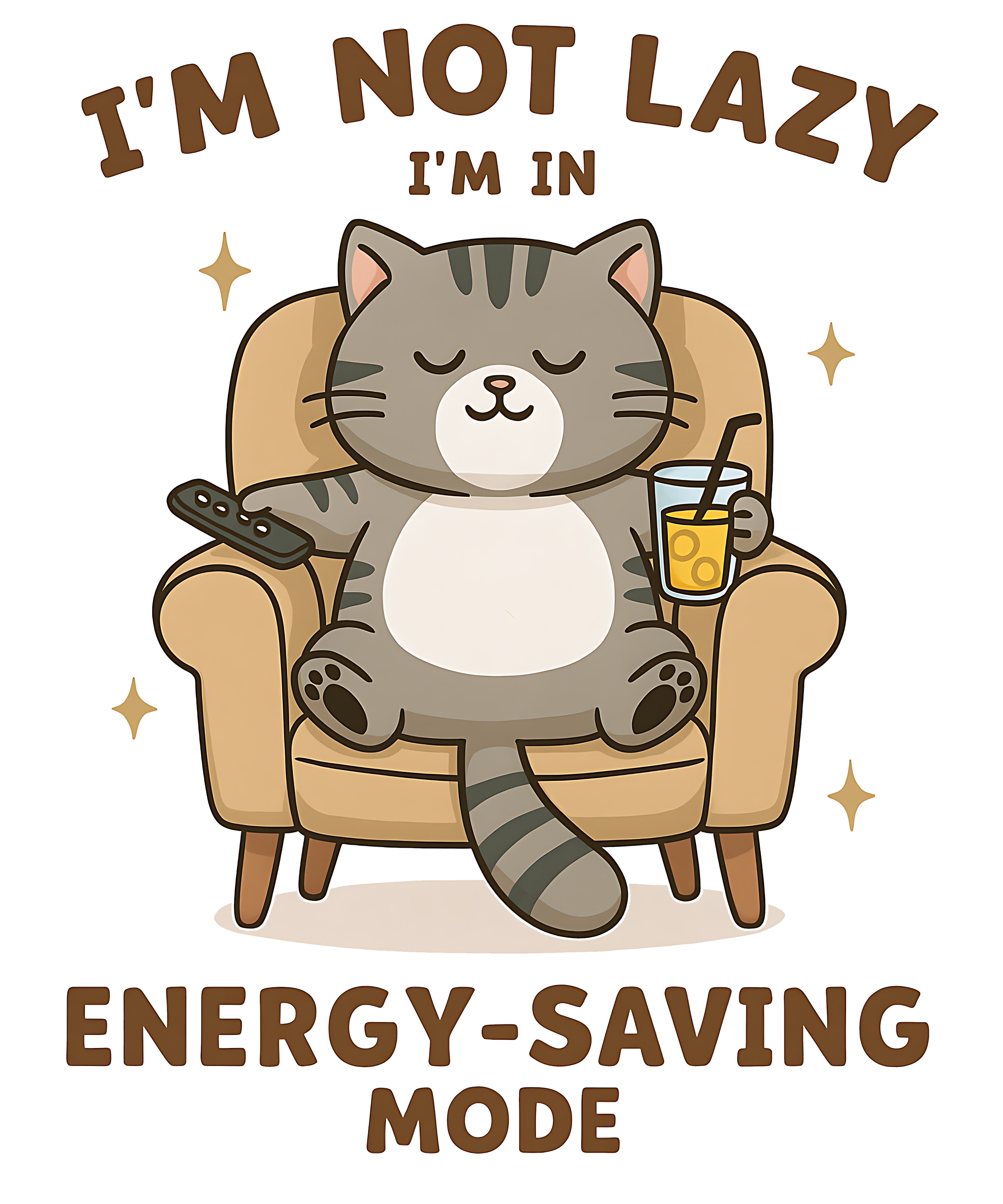Lazy Cat In Energy Saving Mod DTF Transfer