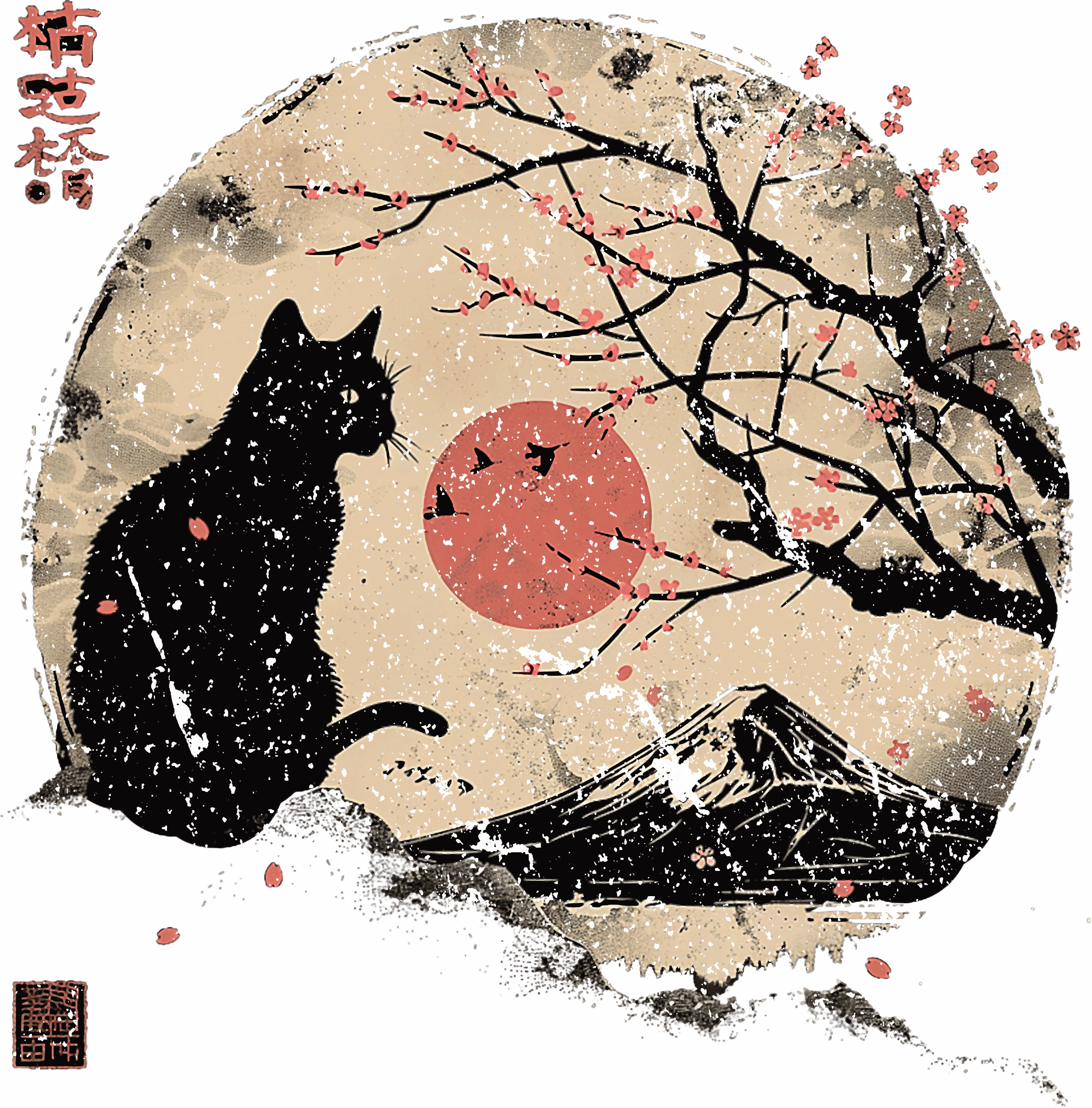 Sakura Moon Cat DTF Transfer