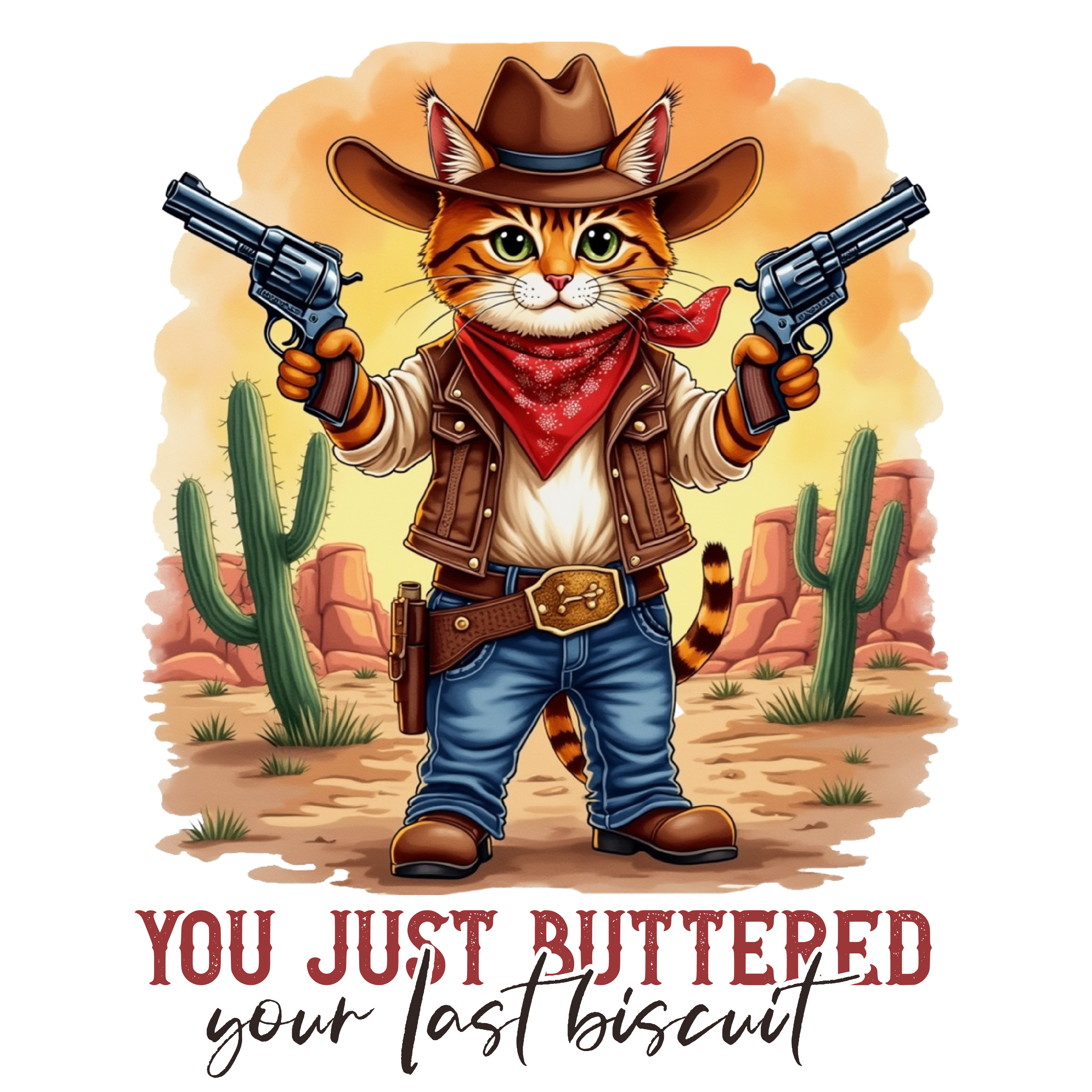 Wild West Cowboy Cat DTF Transfer