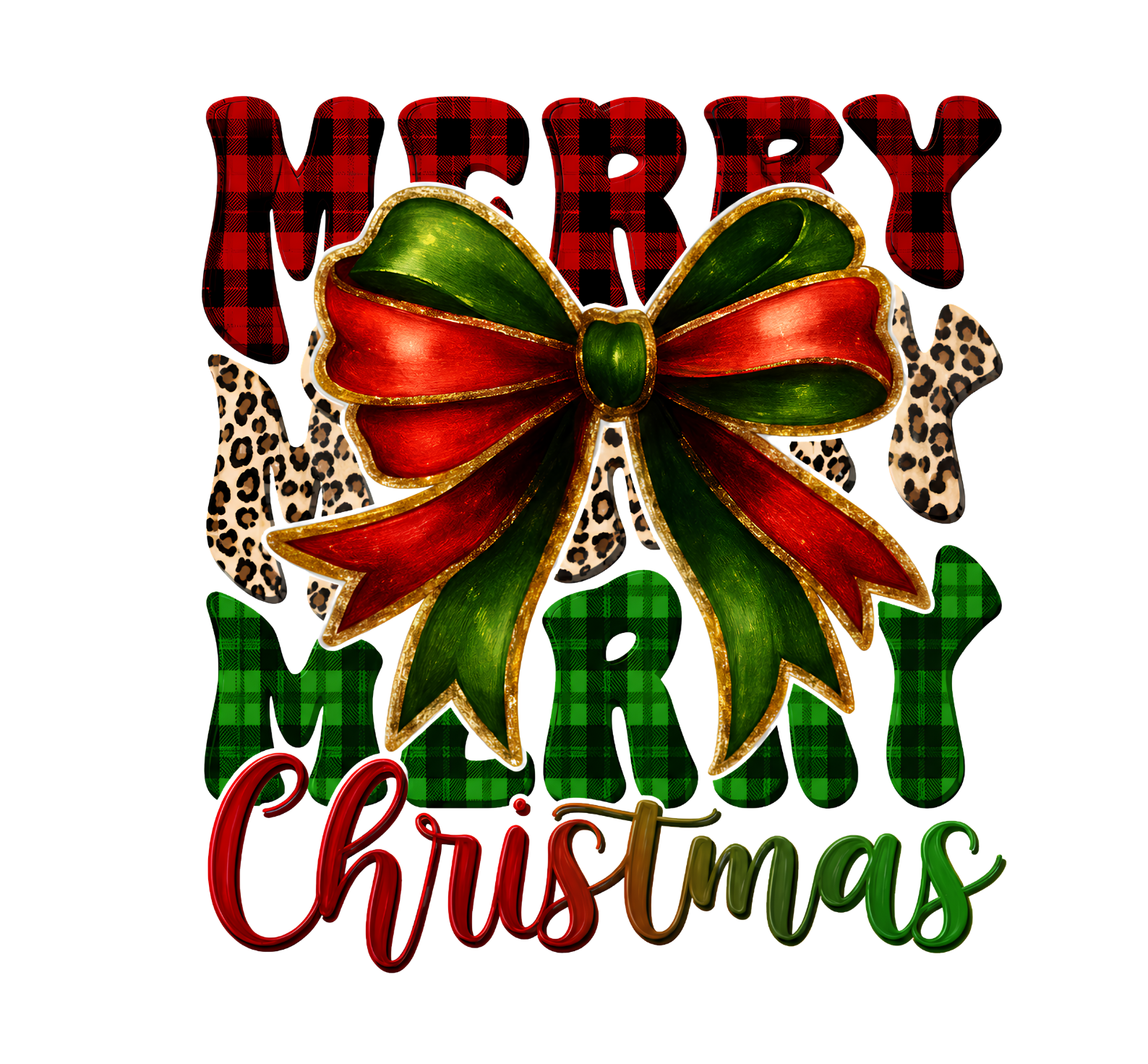 Merry Merry Christmas Bow DTF Transfer