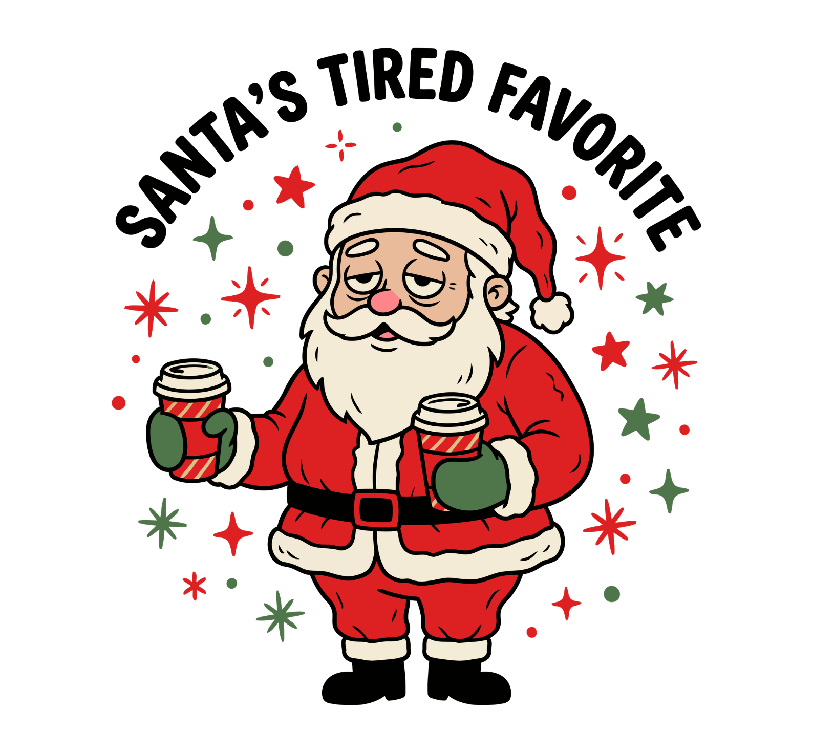 Tired Santa Christmas Coffee DTF Transfer