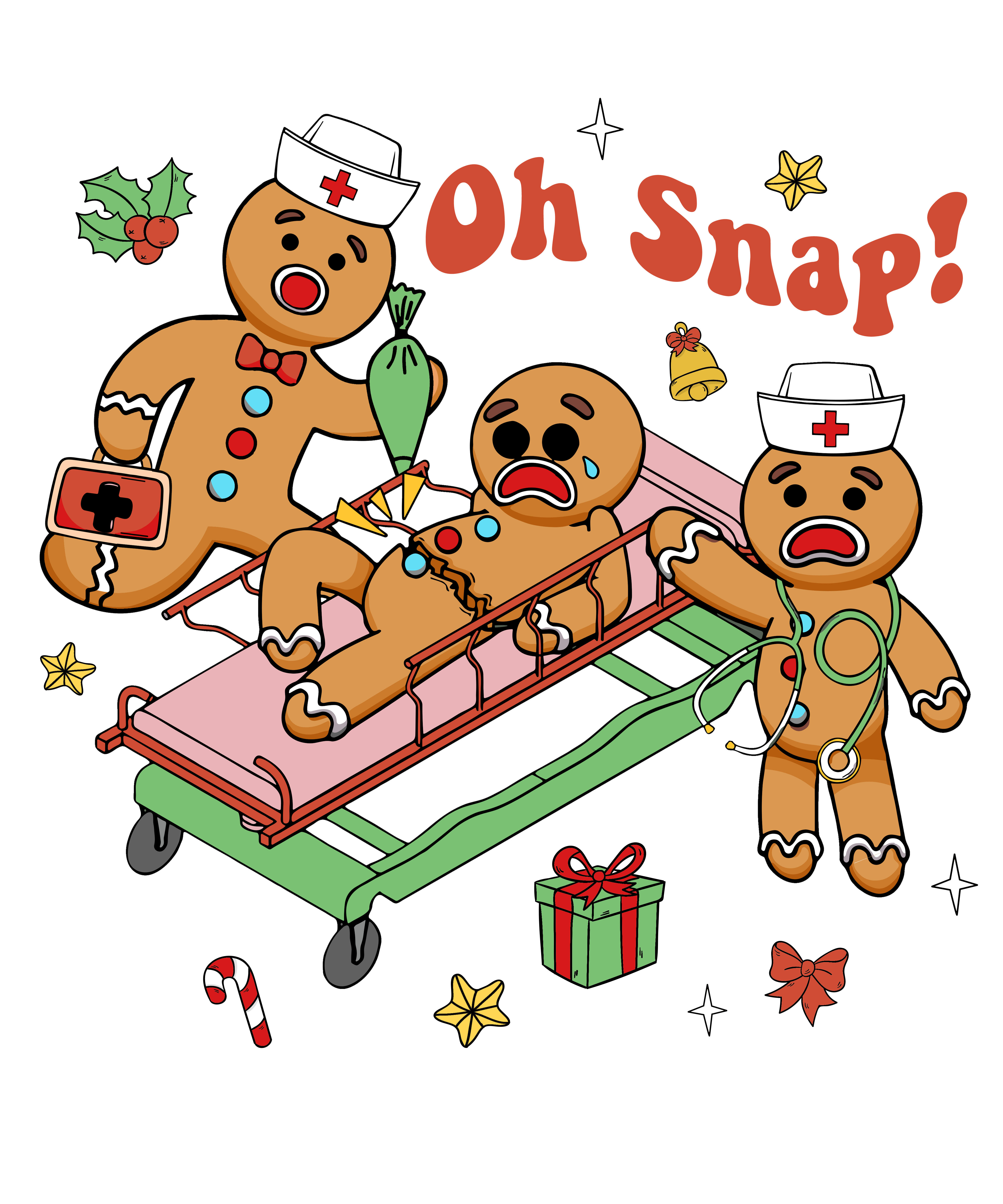 Gingerbread Nurse Emergency DTF Transfer