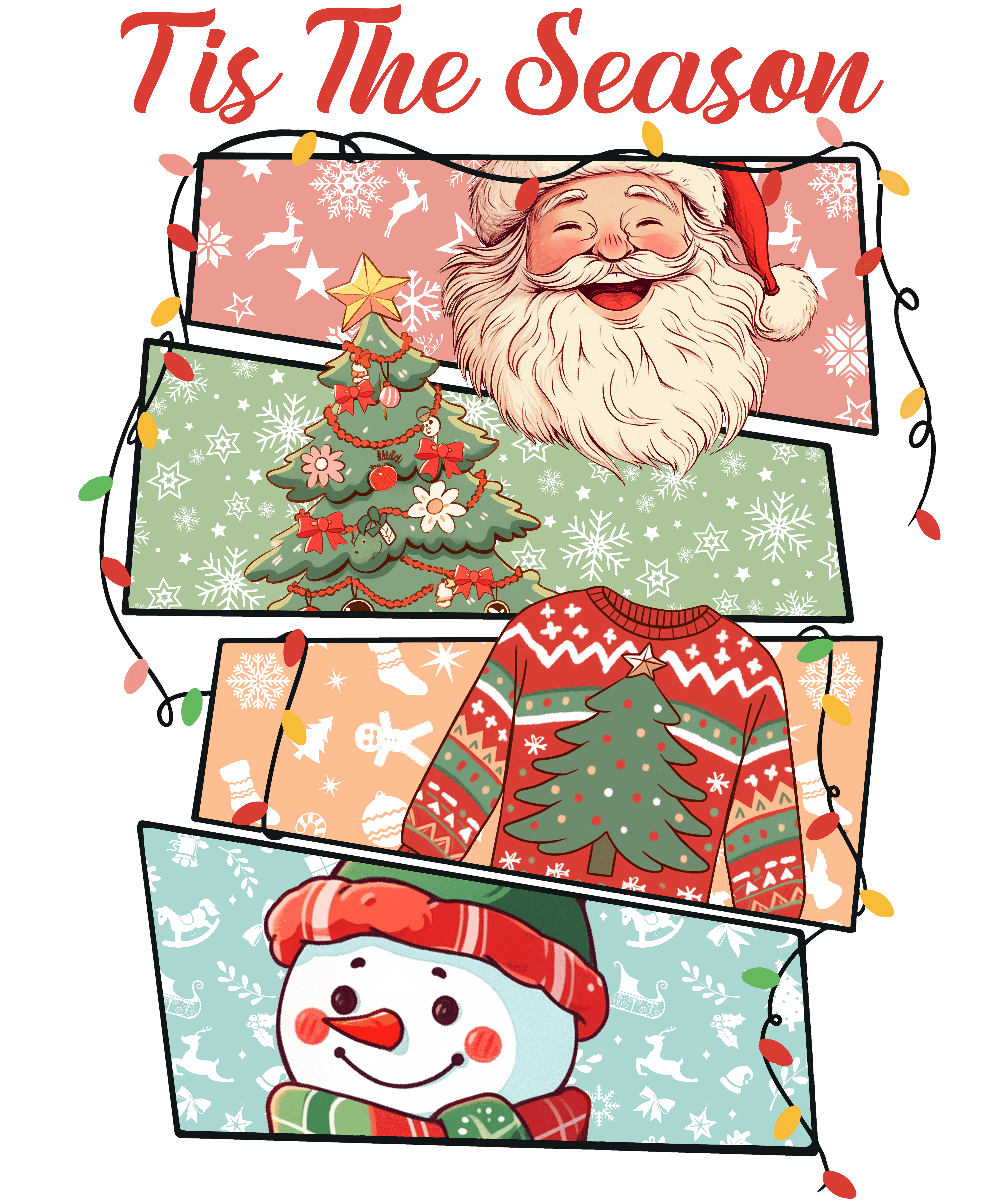 Tis The Season Christmas Patchwork DTF Transfer