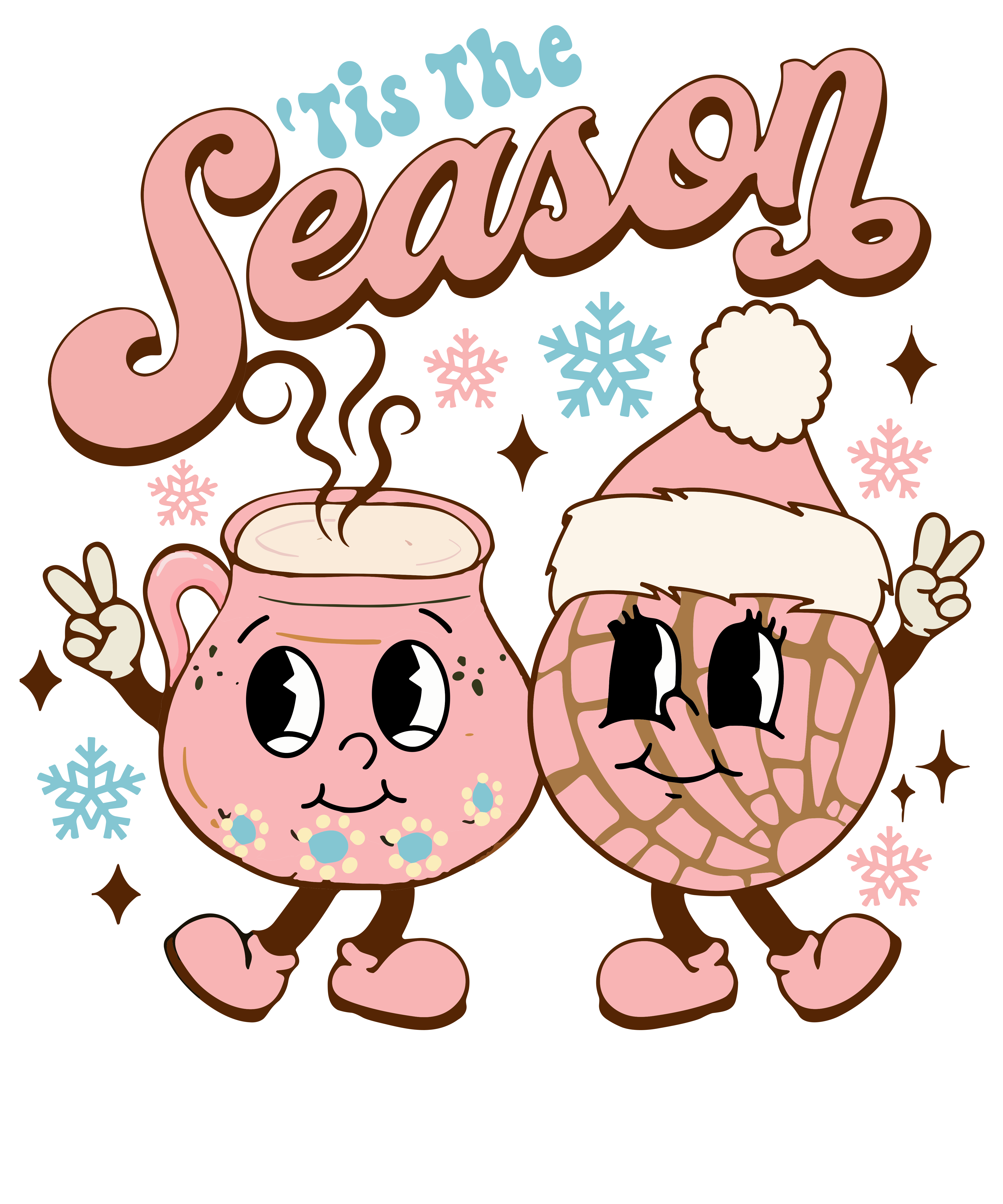 Tis The Season Pink Mug And Cookie DTF Transfer