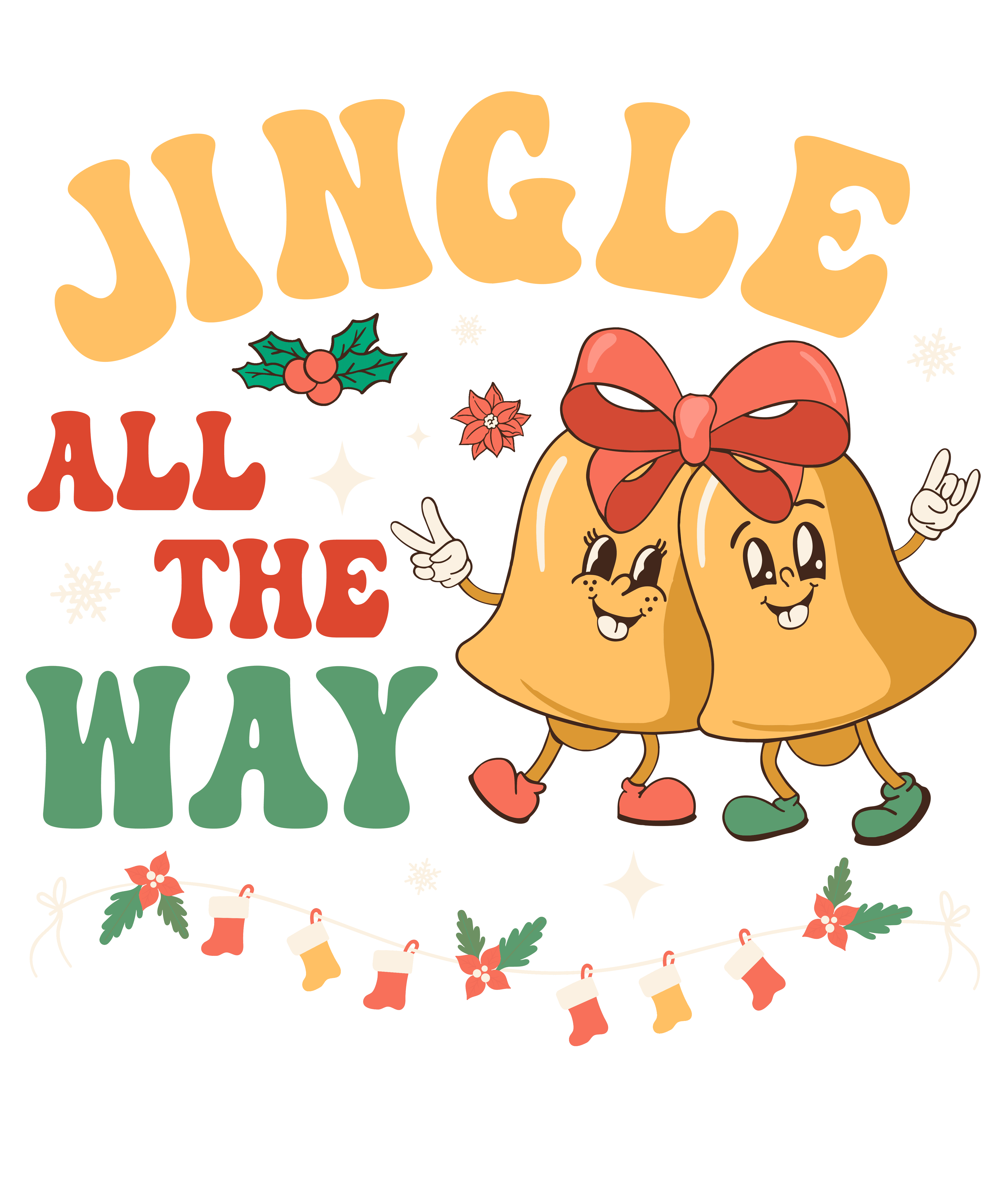 Jingle All The Way Christmas Bells DTF Transfer