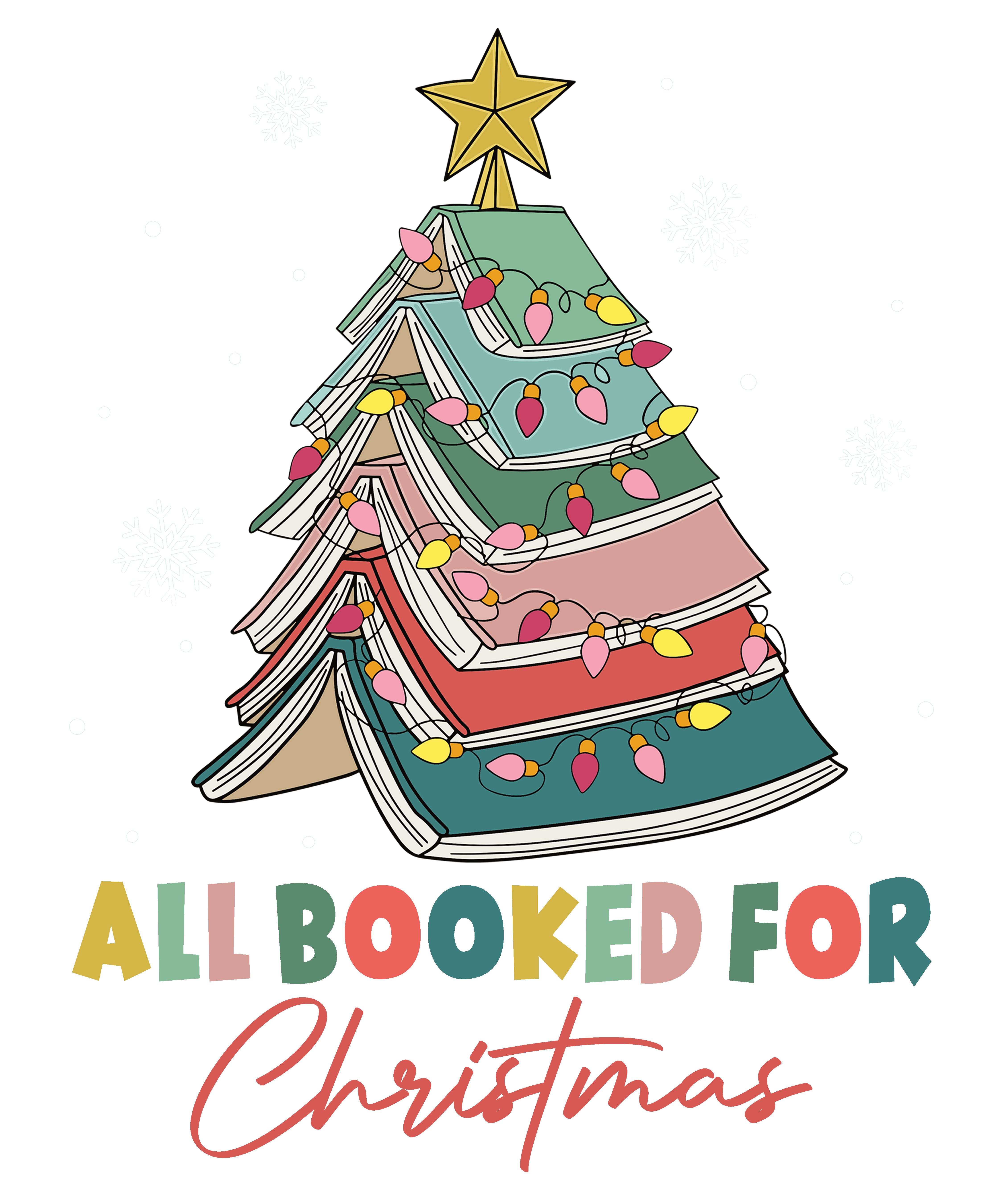 Book Lover Christmas Tree DTF Transfer