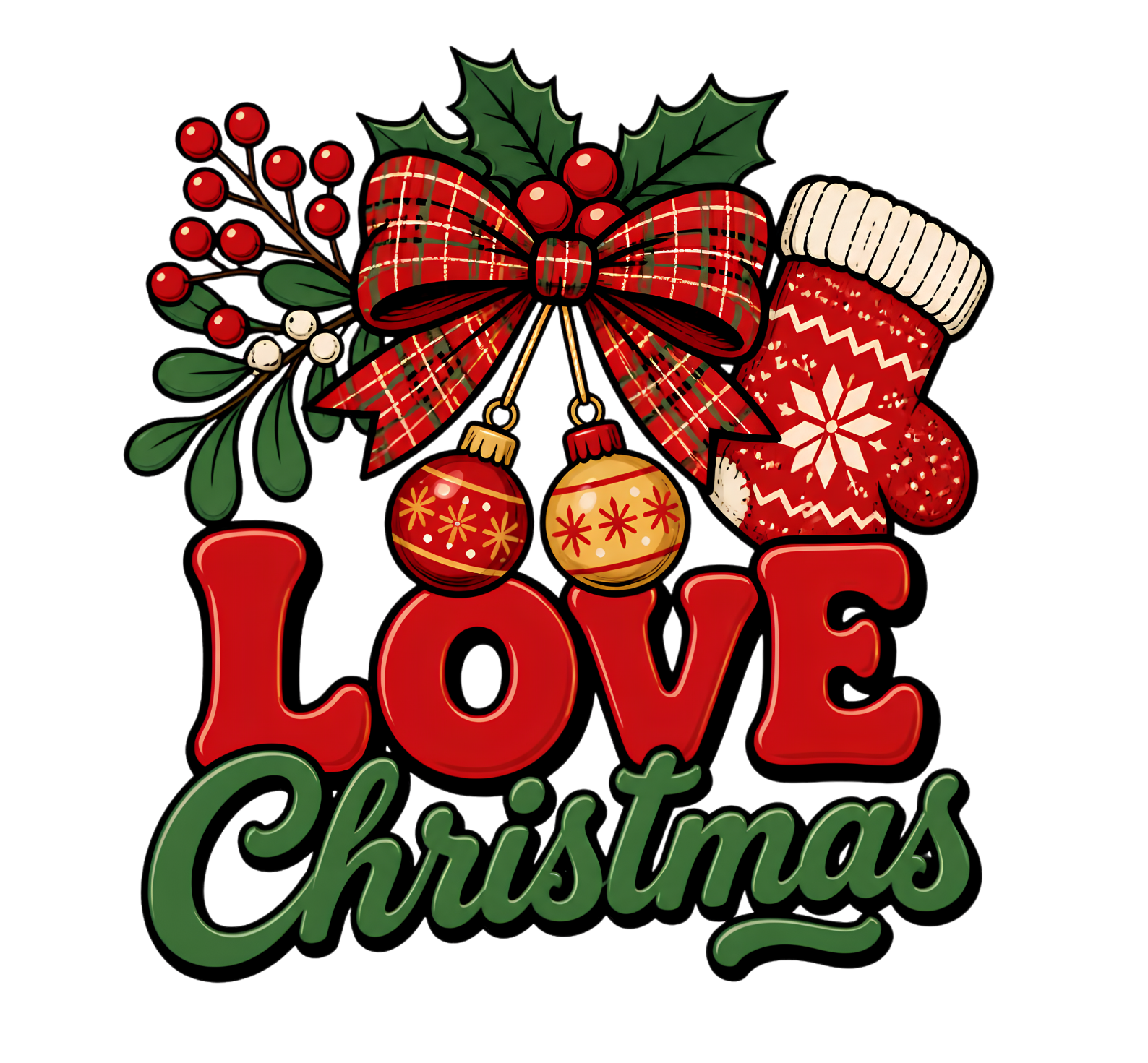 Love Christmas Stocking Decoration DTF Transfer