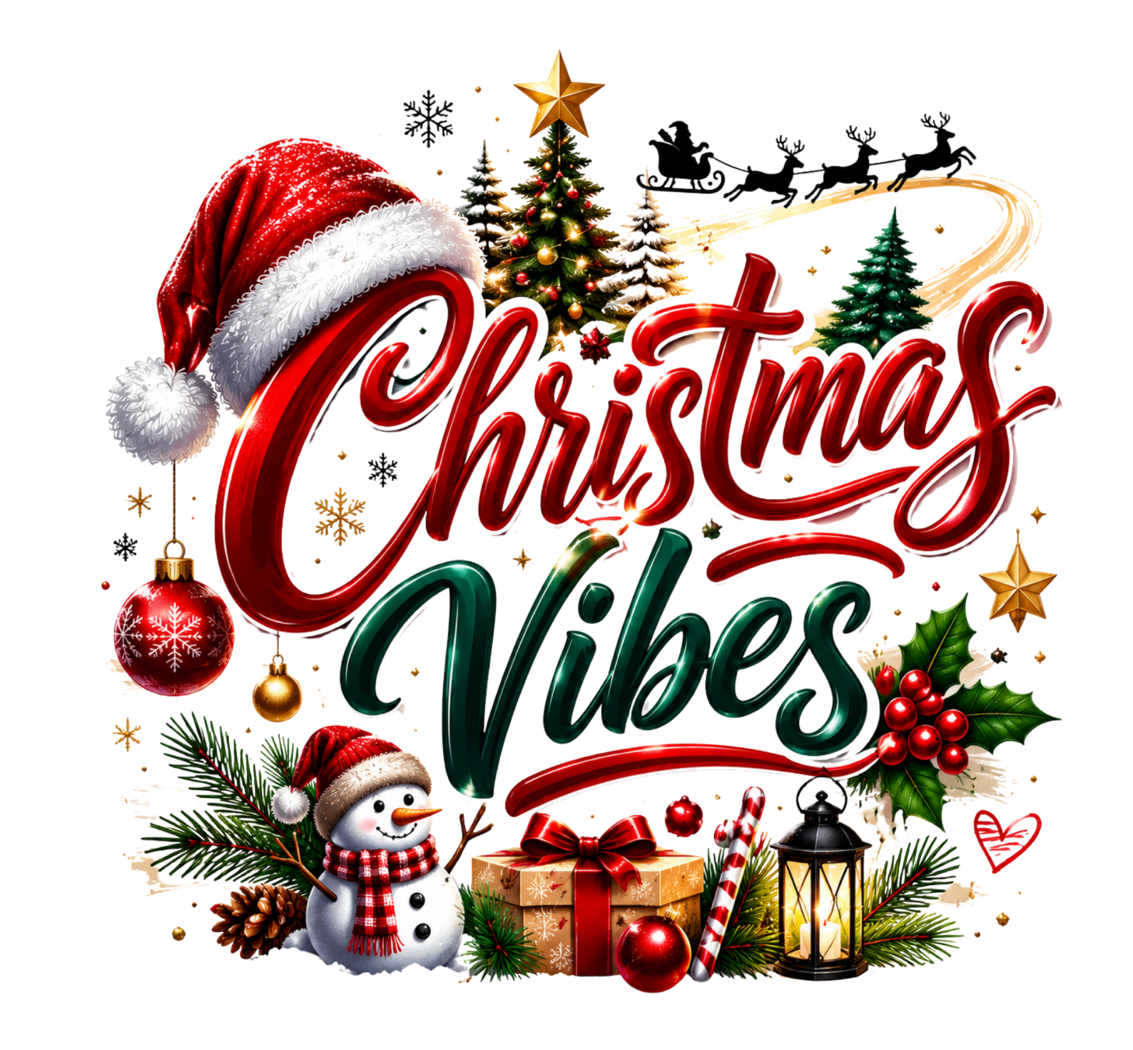 Festive Christmas Vibes DTF Transfer