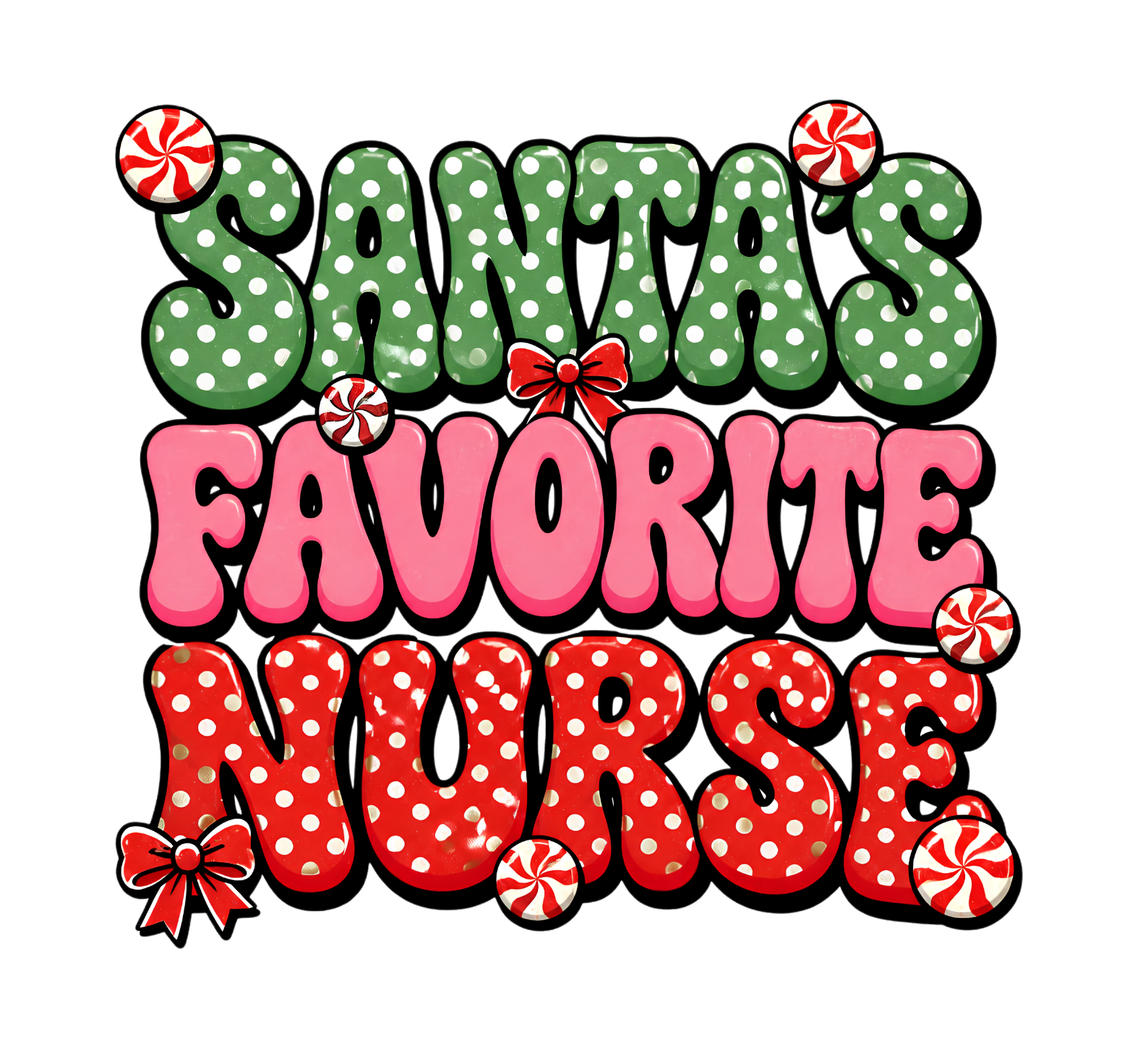 Santas Favorite Nurse DTF Transfer