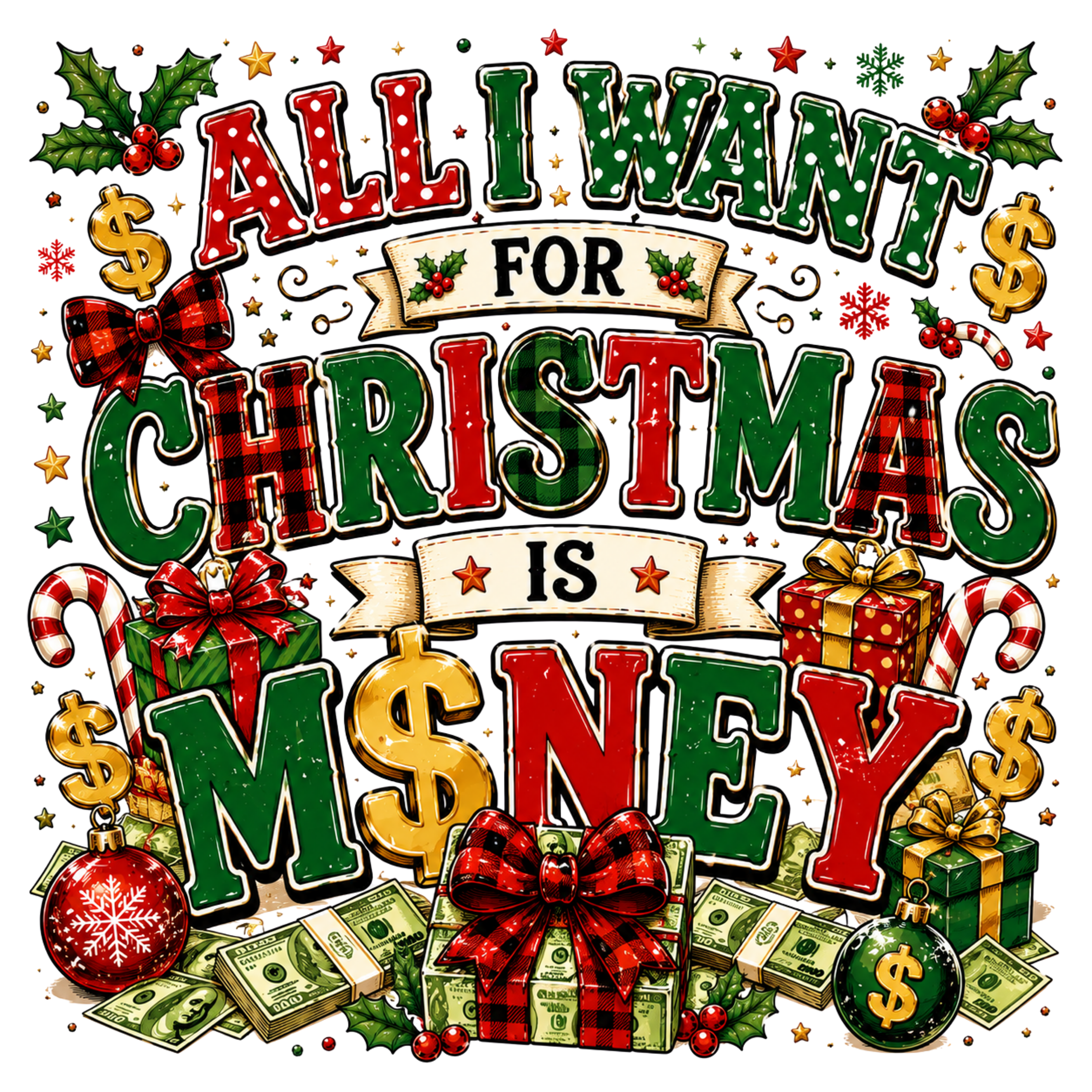 Christmas Money Wishes DTF Transfer