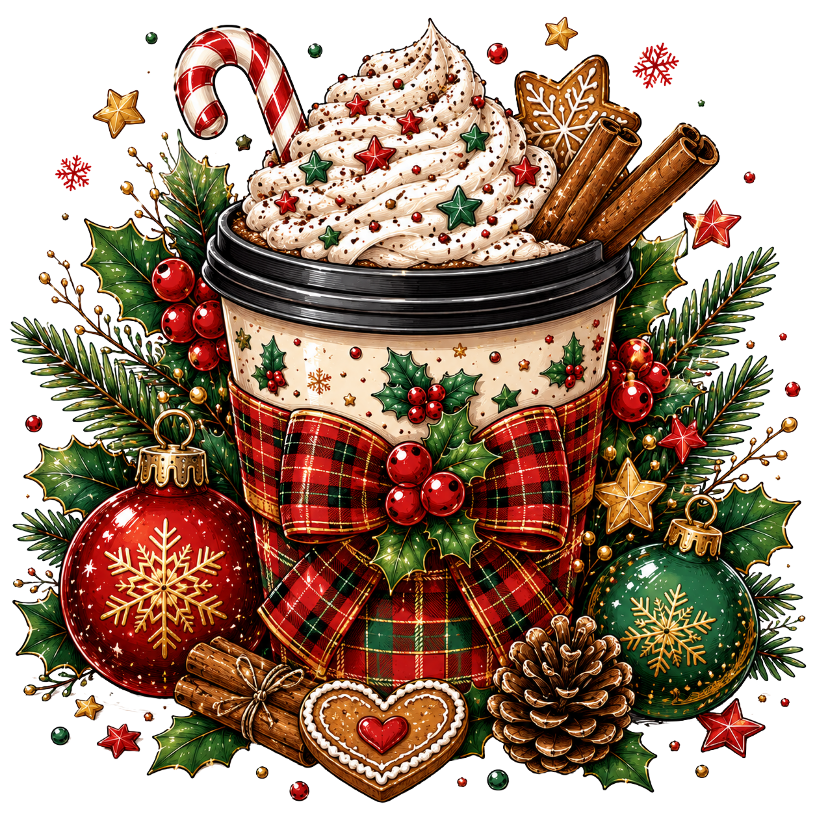 Festive Christmas Hot Cocoa DTF Transfer