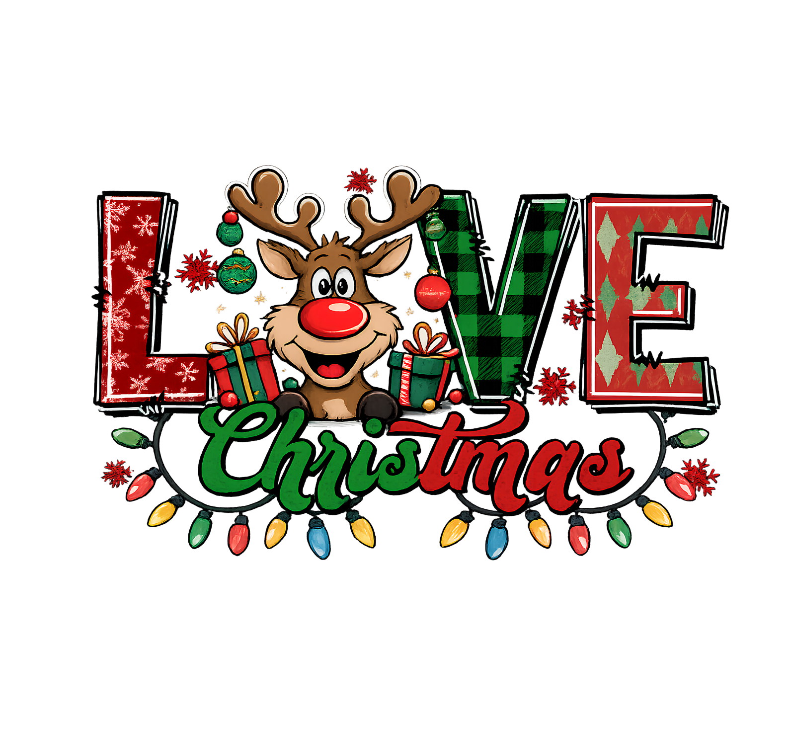 Reindeer Love Christmas DTF Transfer