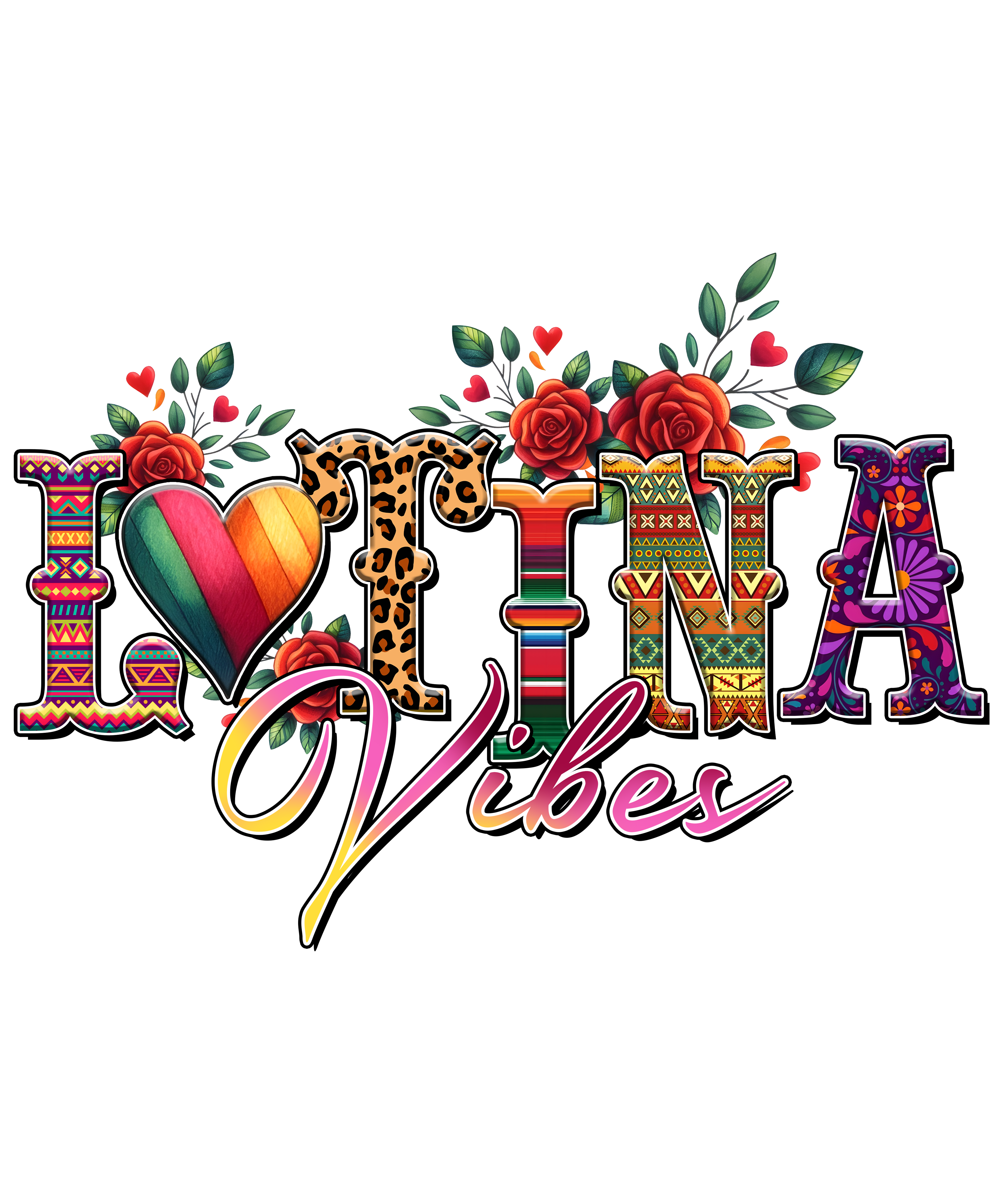 Latina Vibes Floral Celebration DTF Transfer