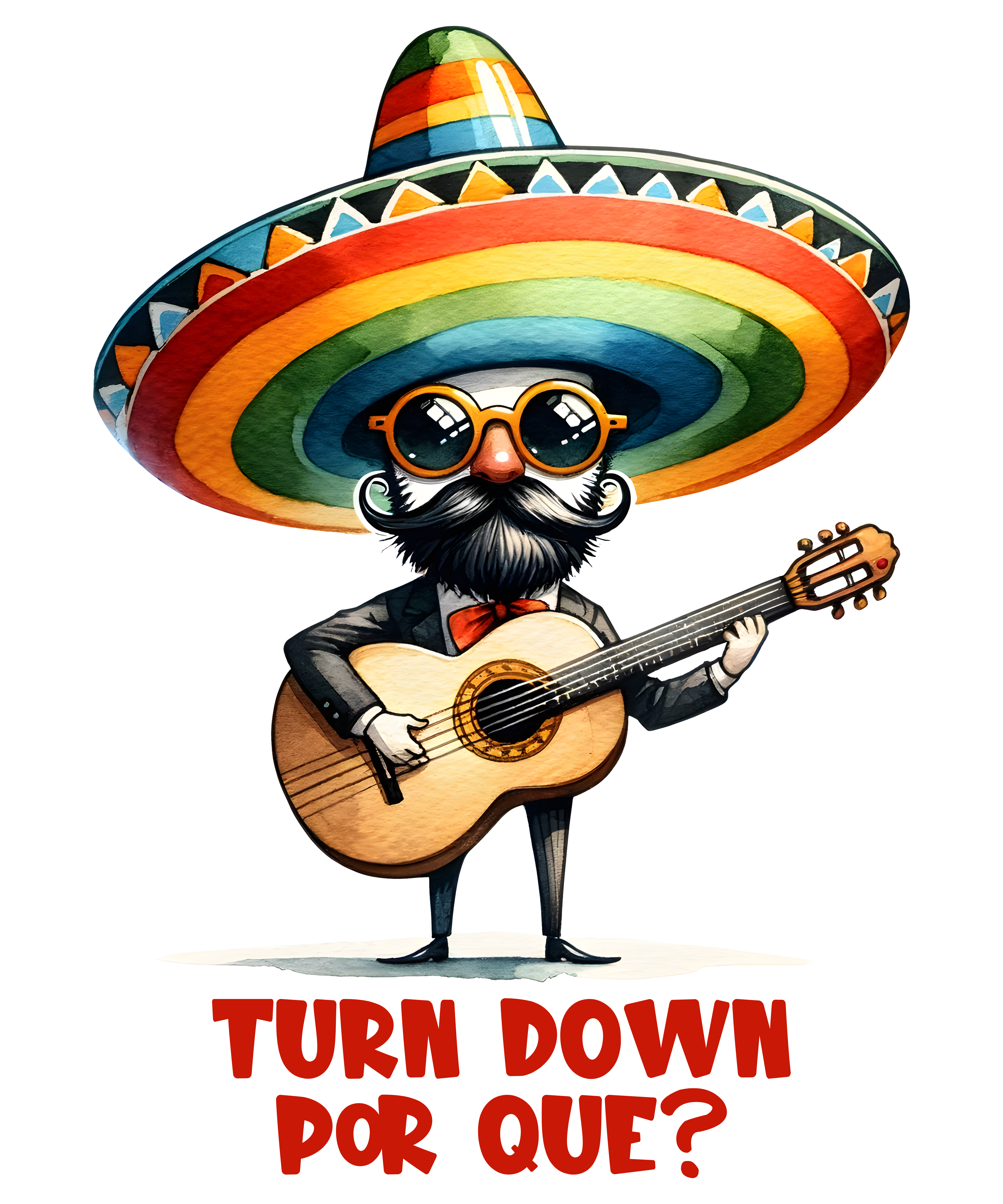Mexican Guitarist Sombrero Fiesta DTF Transfer