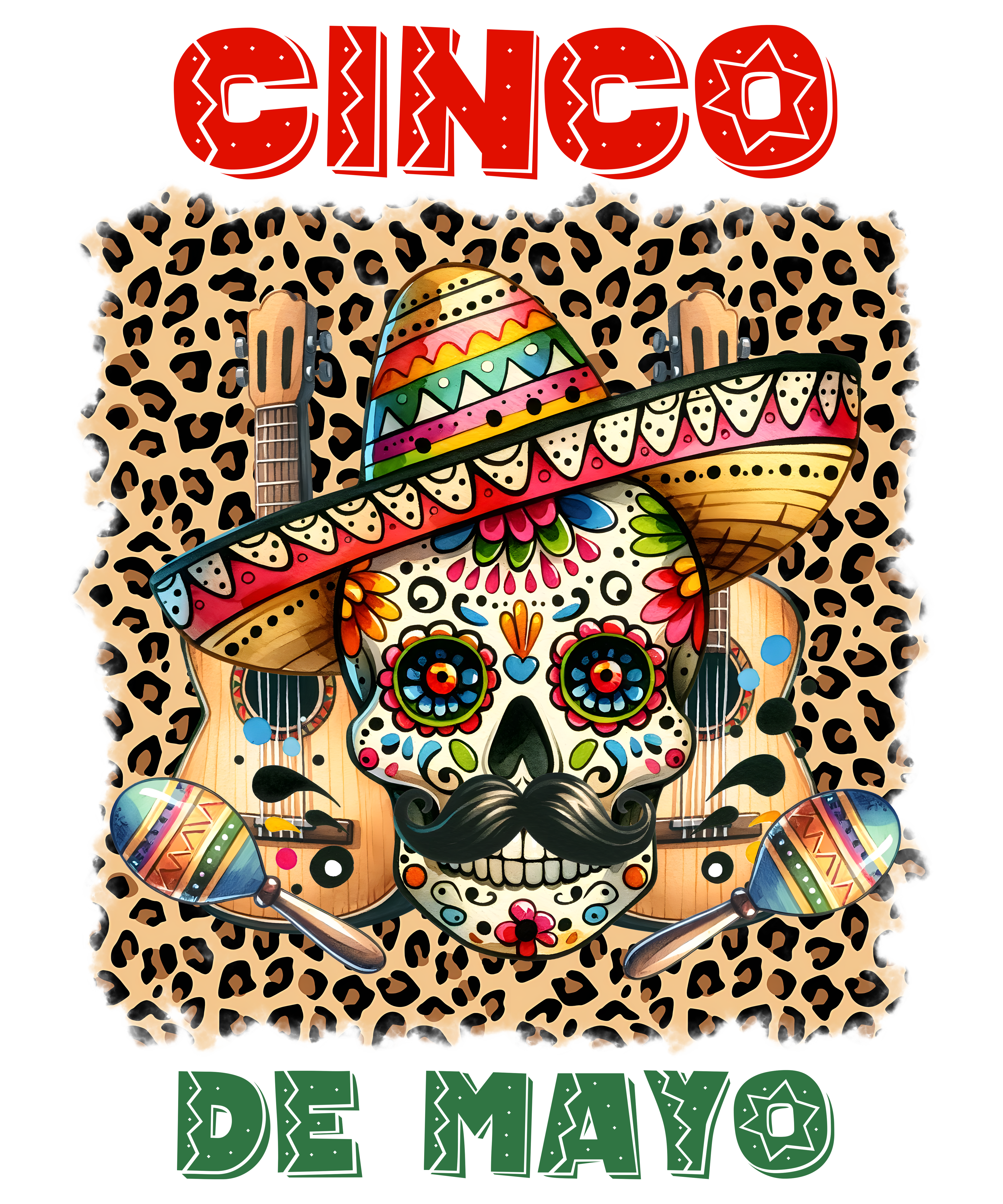 Cinco De Mayo Sugar Skull Fiesta DTF Transfer