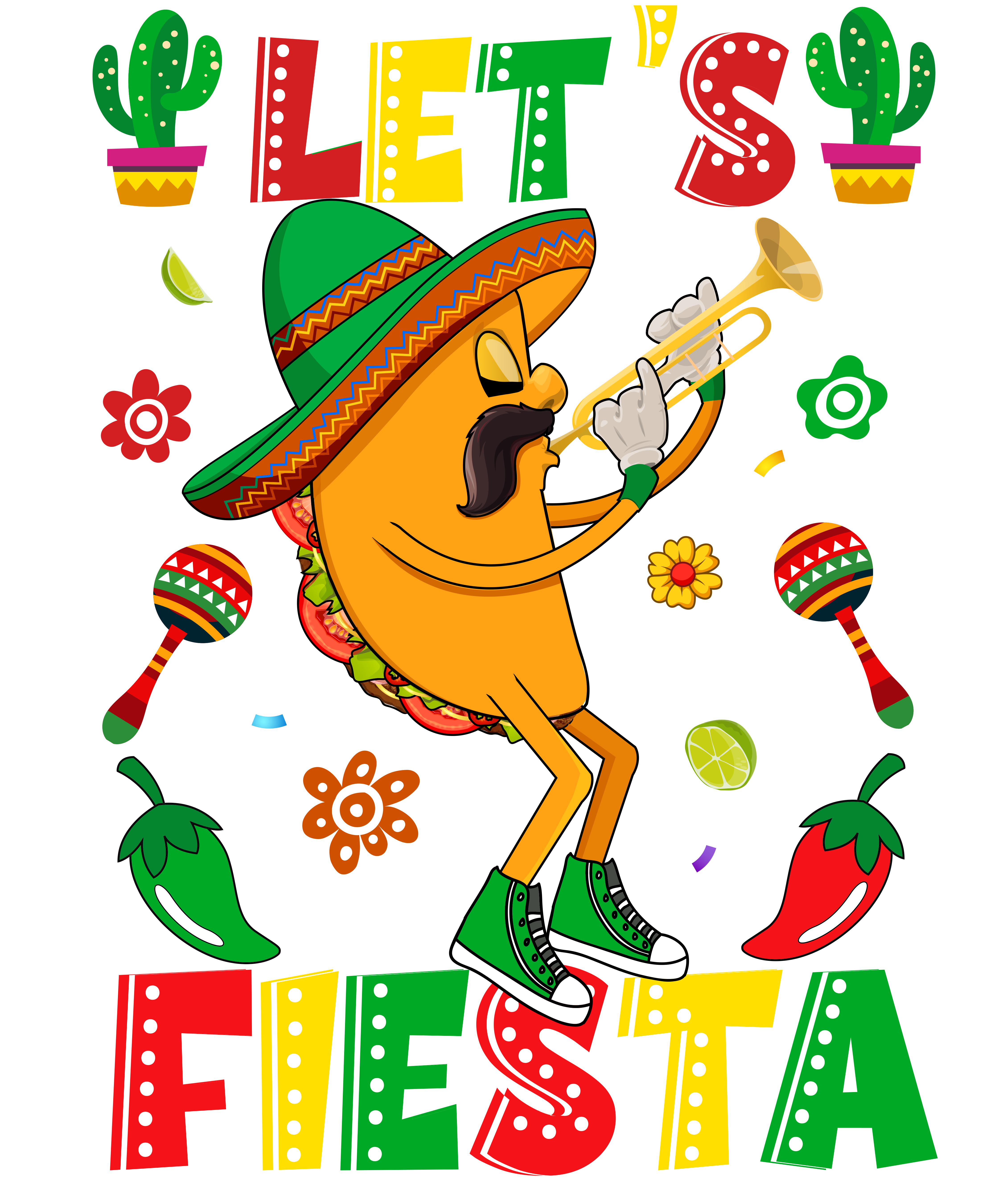 Lets Fiesta Taco Trumpet DTF Transfer