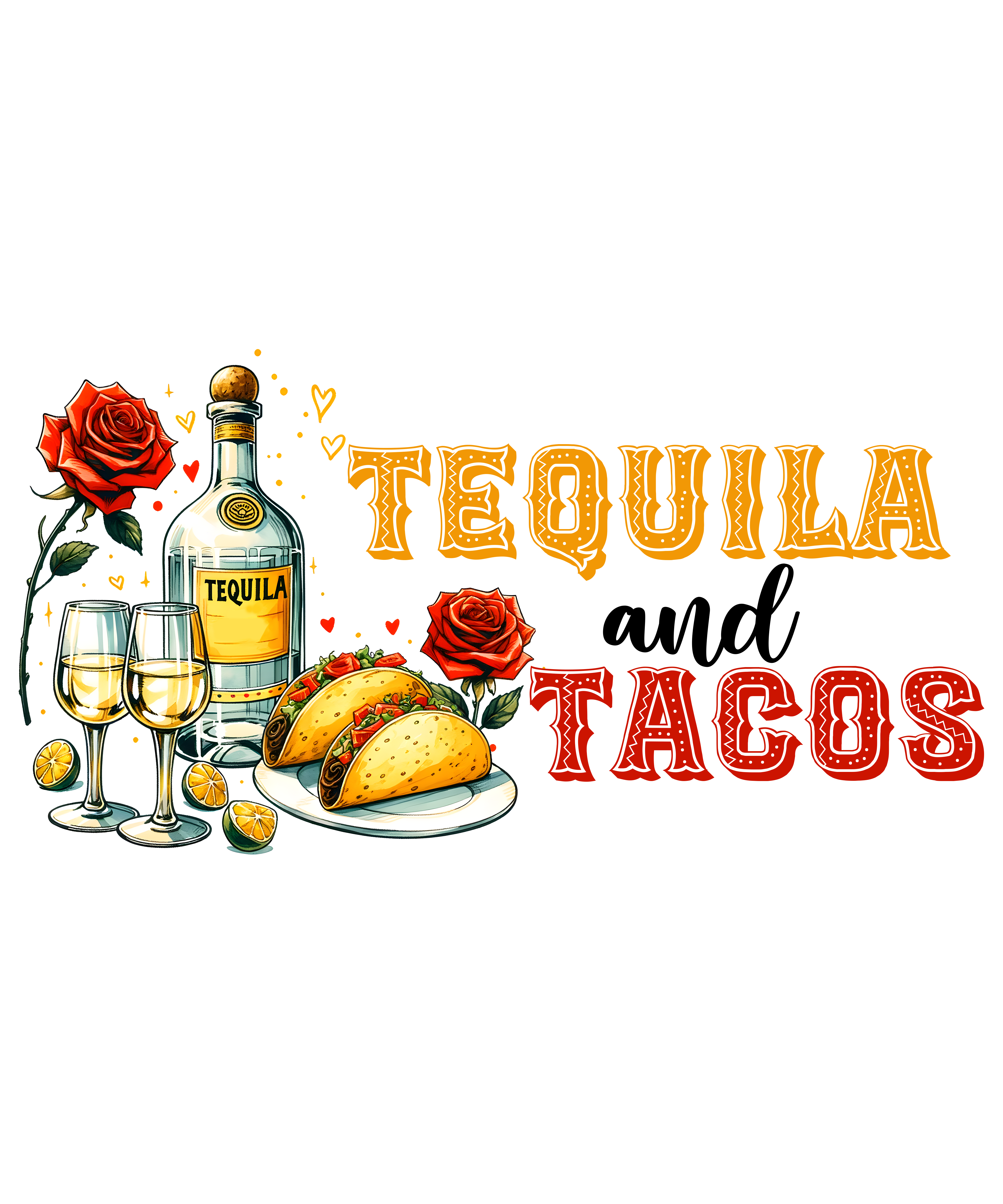 Tequila Tacos Mexican Party DTF Transfer