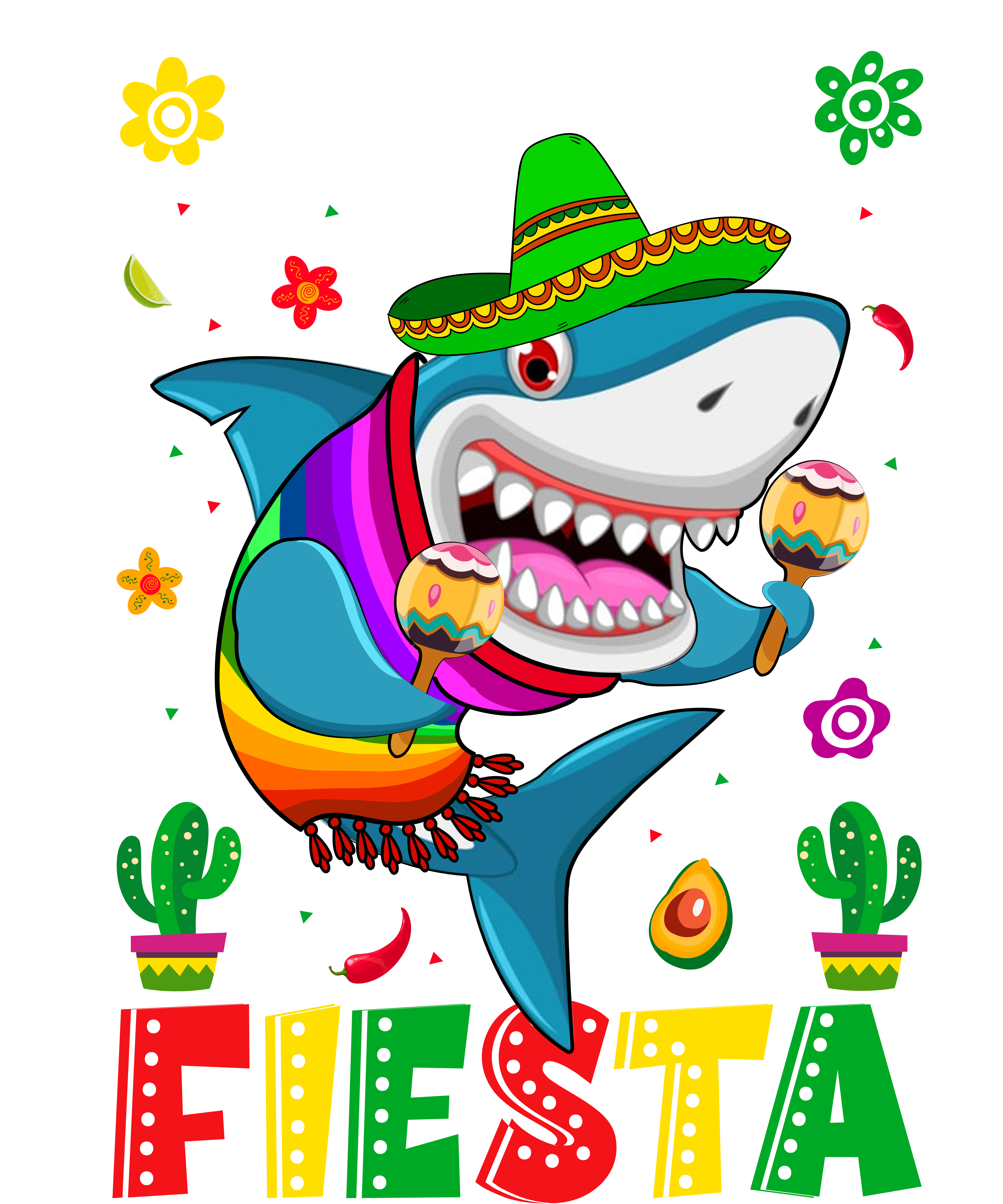 Lets Fiesta Sombrero Shark DTF Transfer