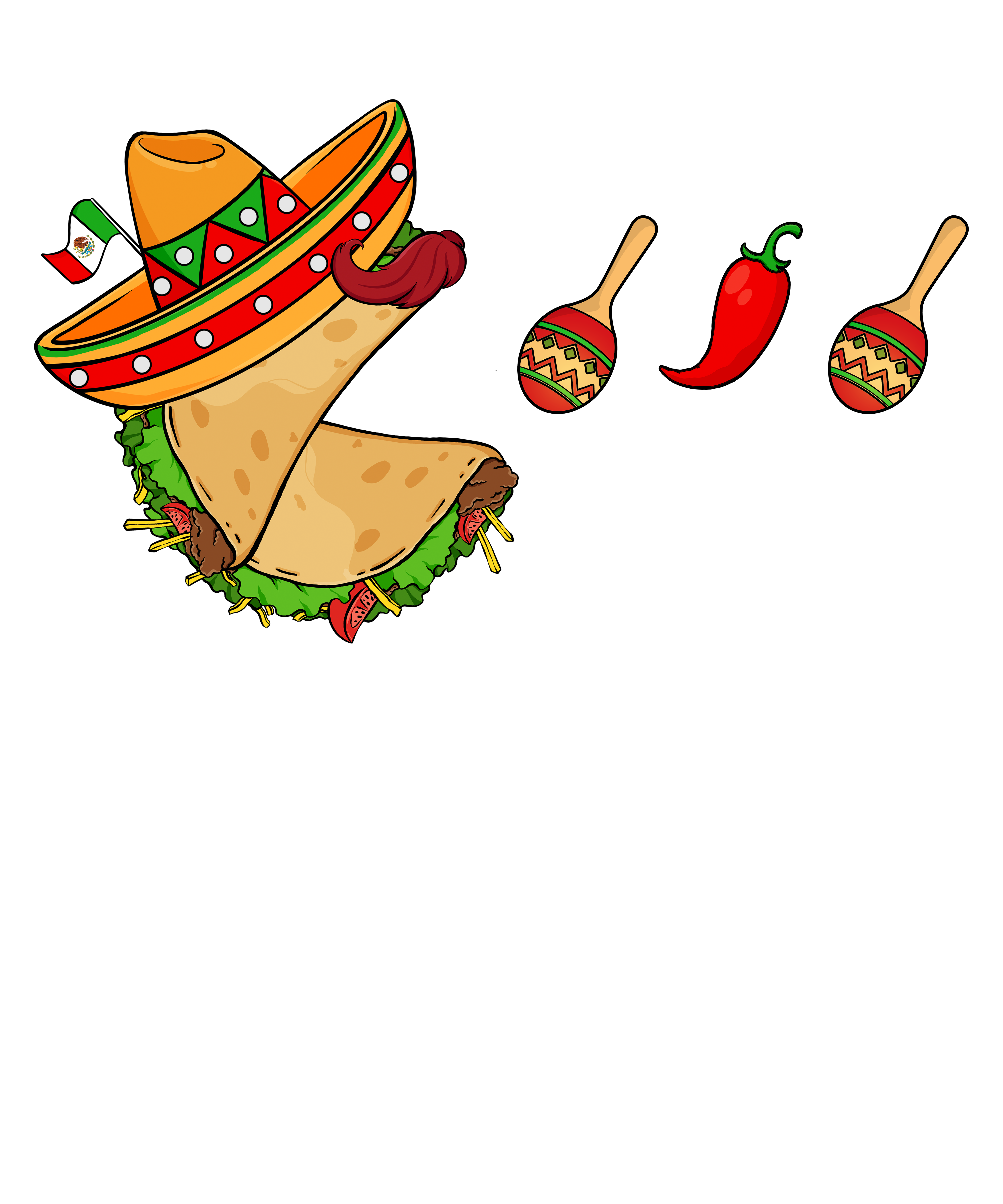 Taco With Sombrero And Mustache DTF Transfer