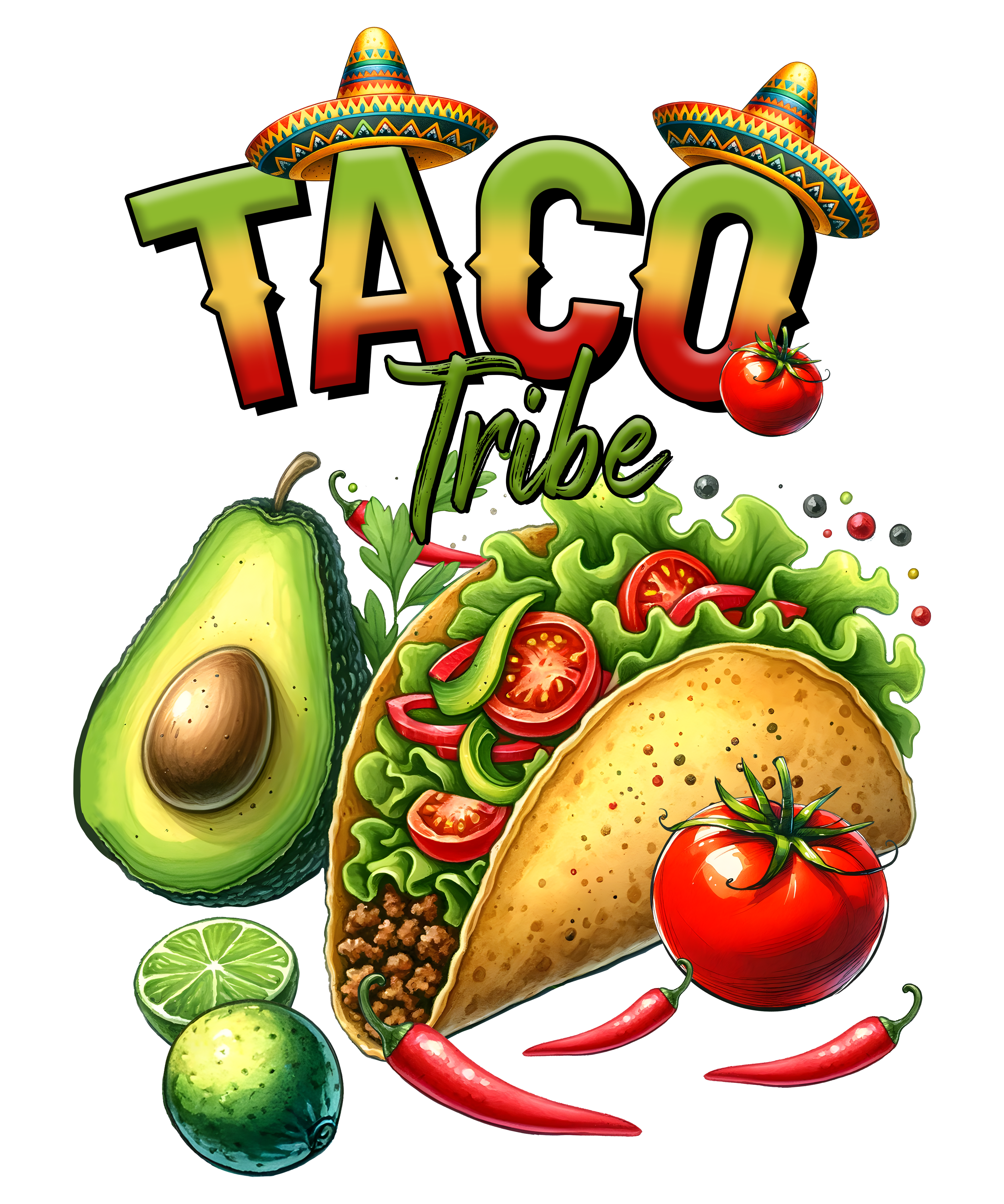 Taco Tribe Mexican Food Fiesta DTF Transfer