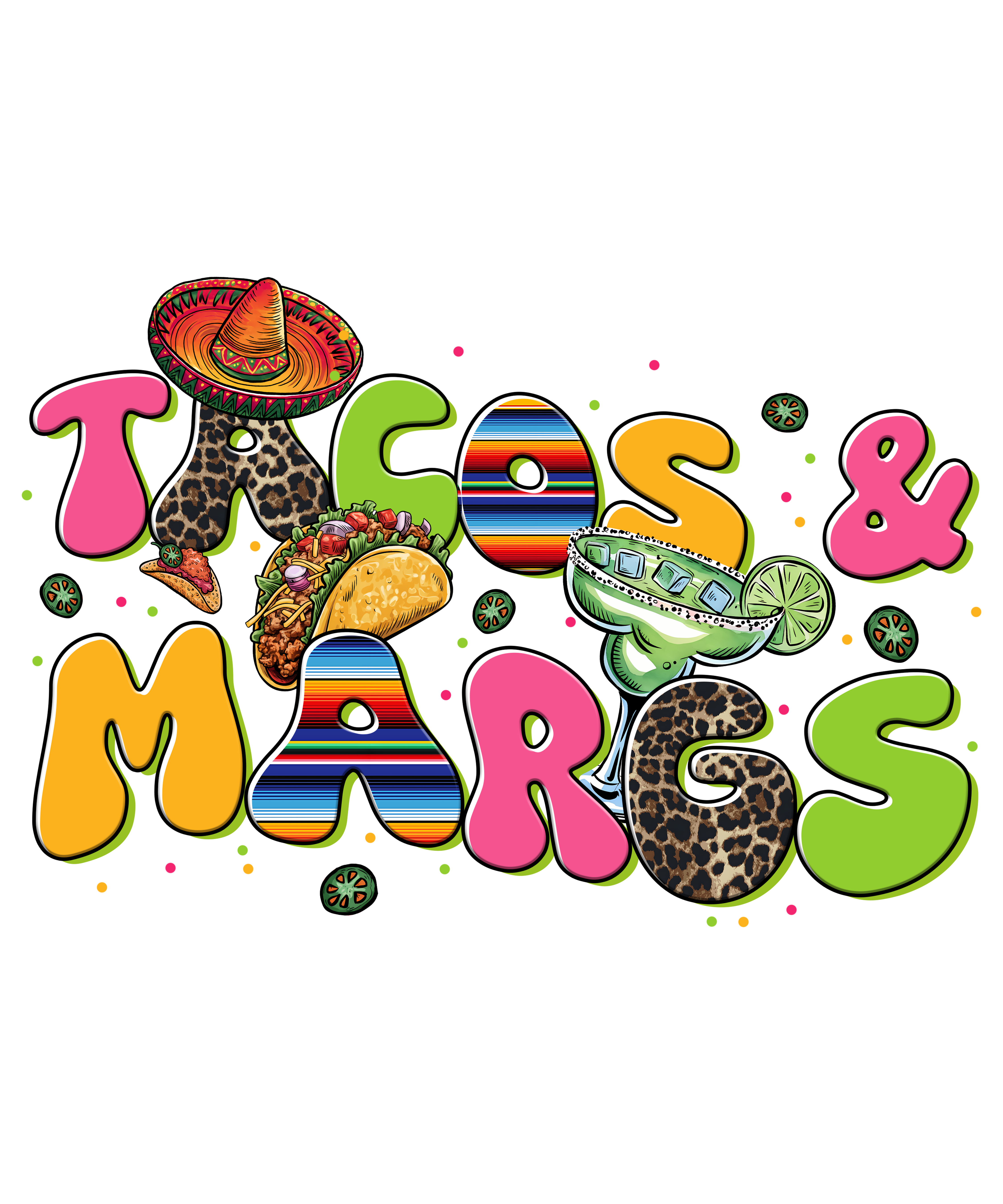 Tacos And Margaritas Mexican Fiesta DTF Transfer