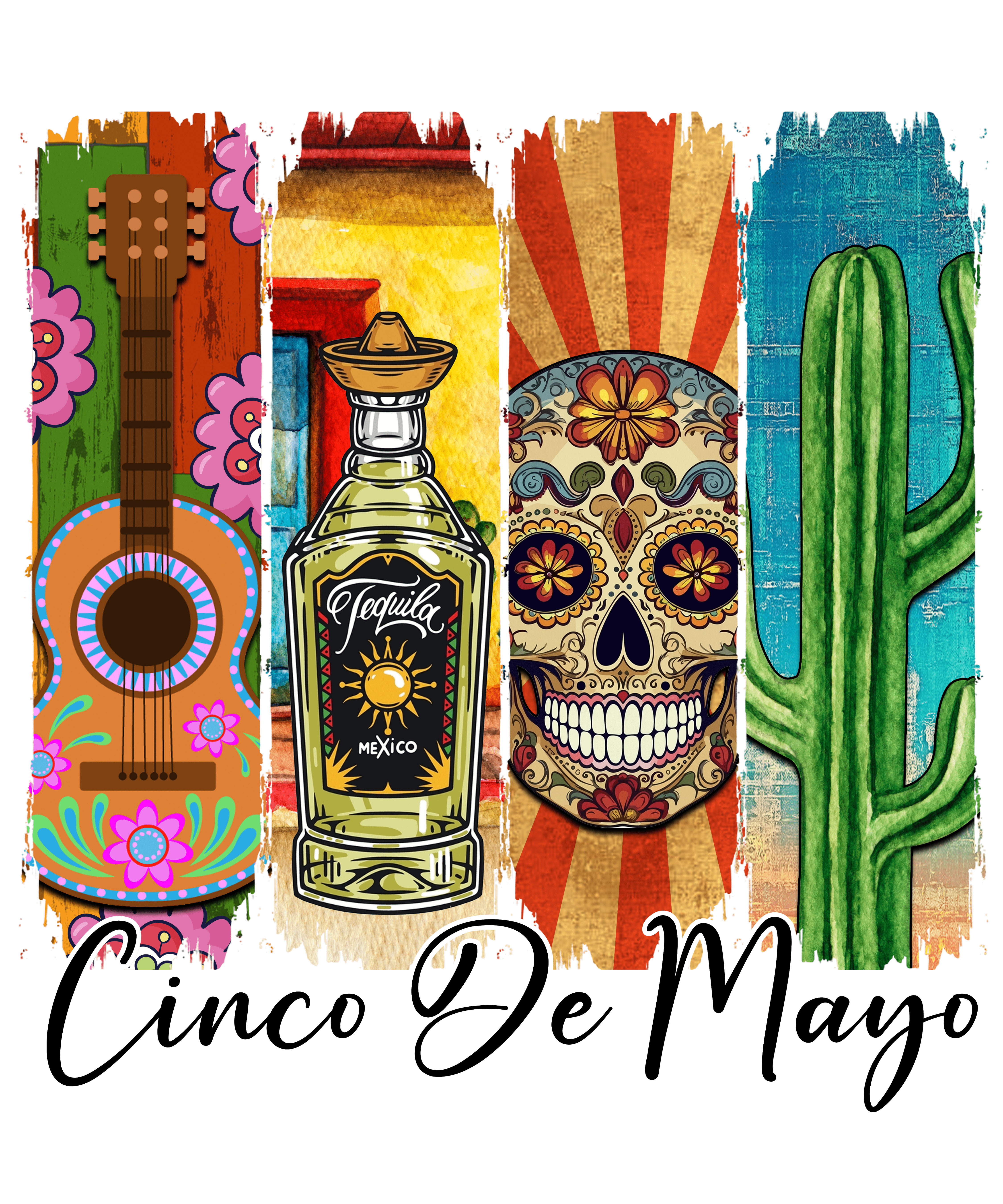 Cinco De Mayo Tequila Skull DTF Transfer