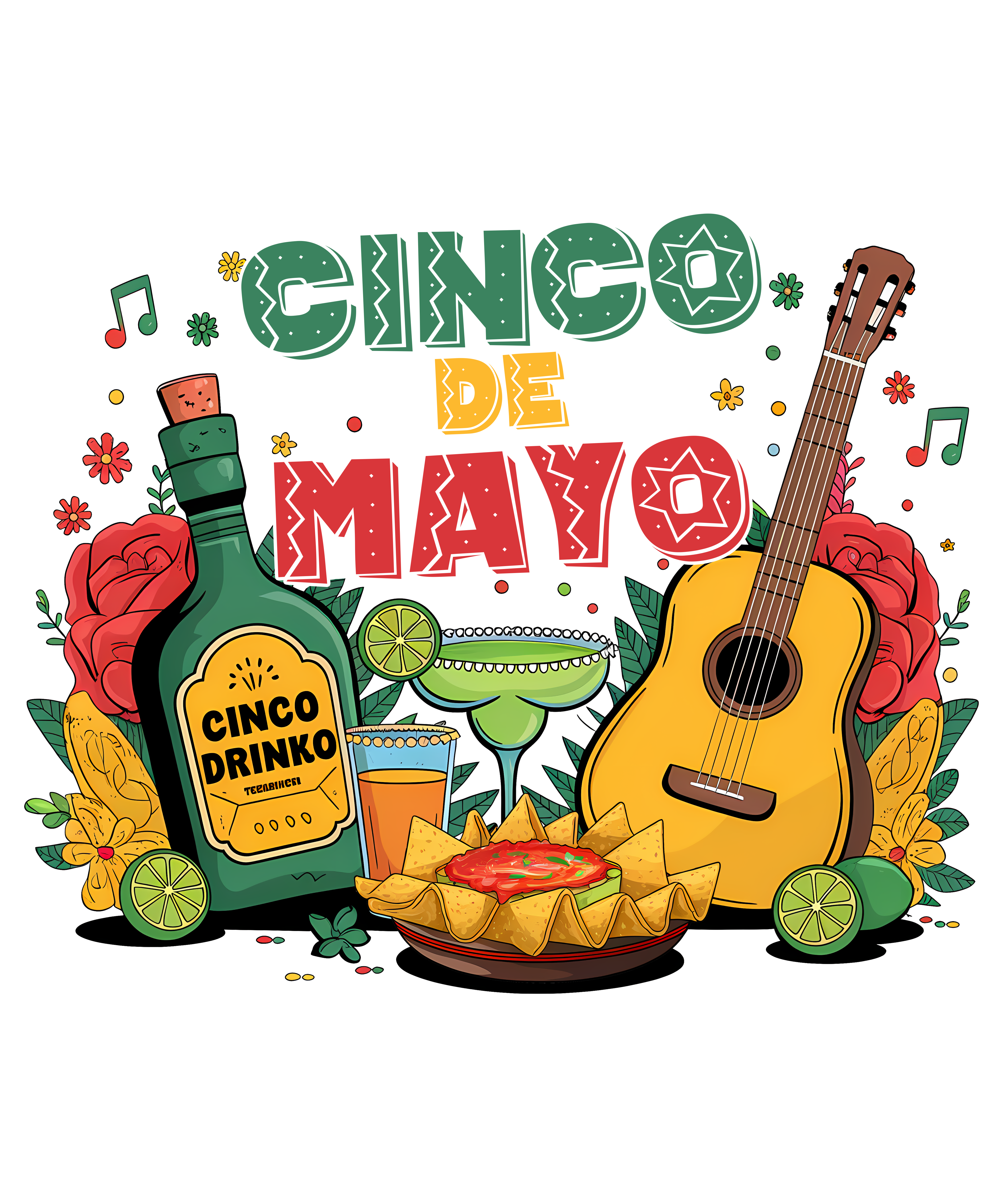 Cinco De Mayo Drinks And Nachos DTF Transfer