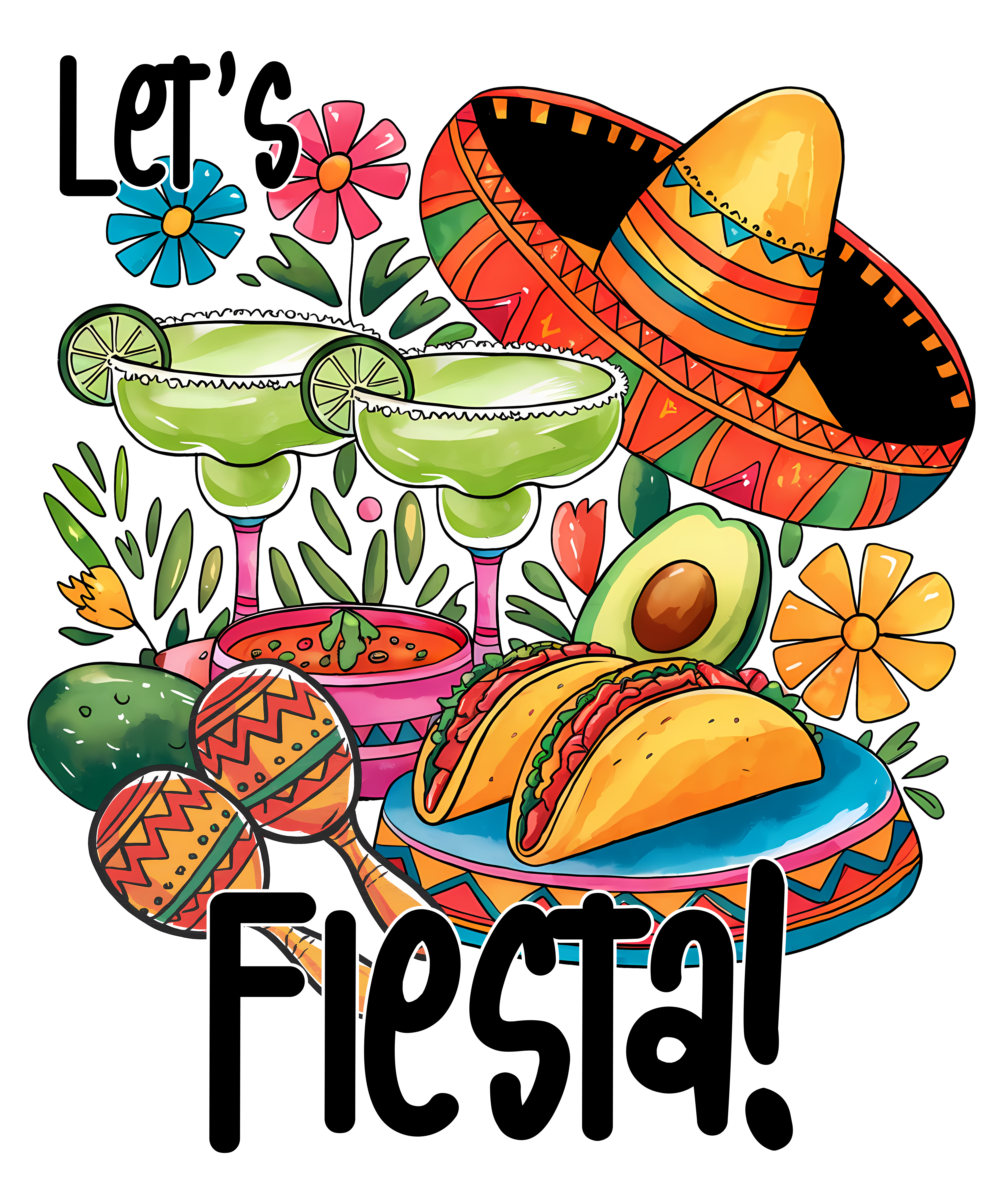 Mexican Taco Margarita Fiesta DTF Transfer