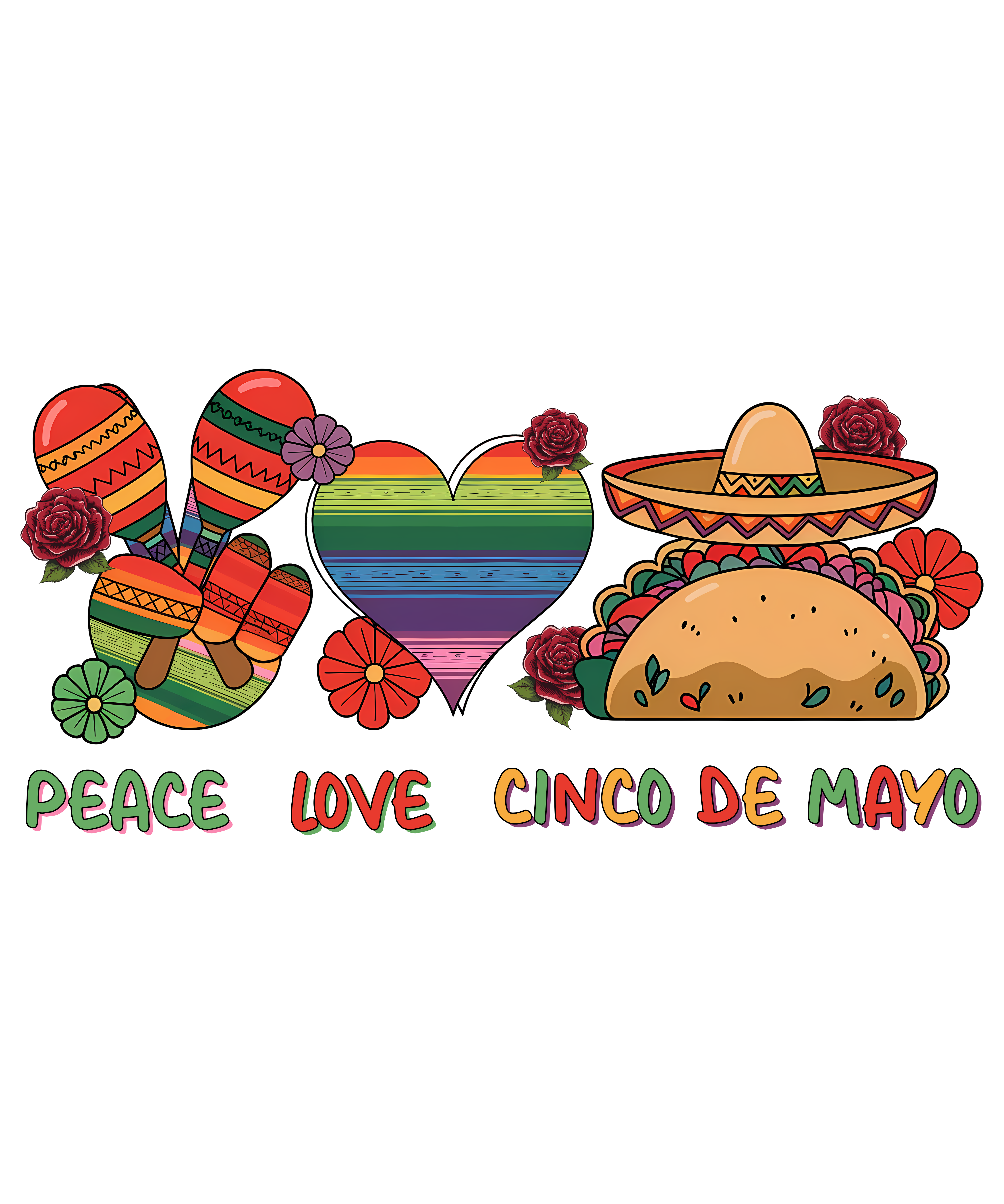 Peace Love Cinco De Mayo DTF Transfer
