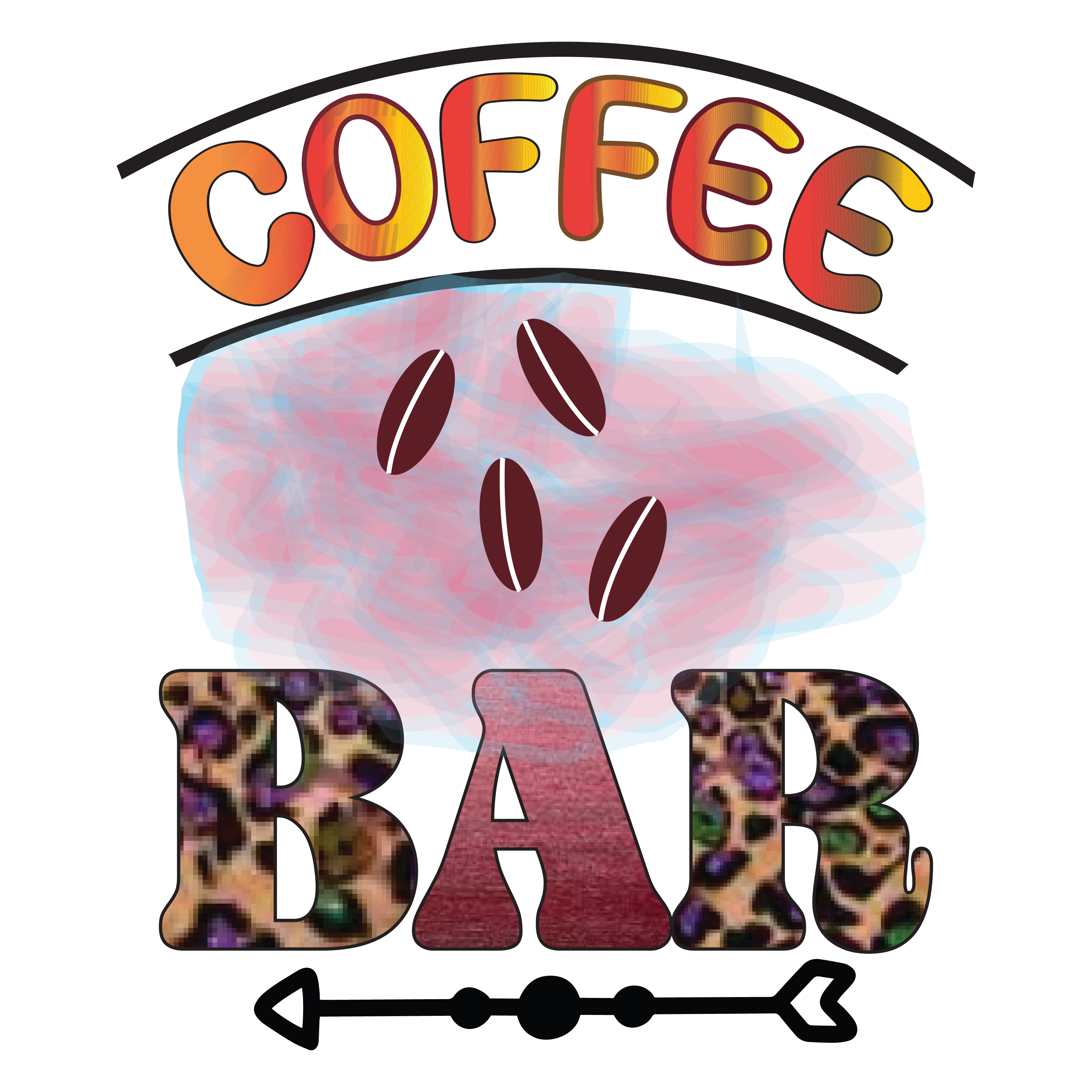 Coffee Bar Colorful Artistic DTF Transfer