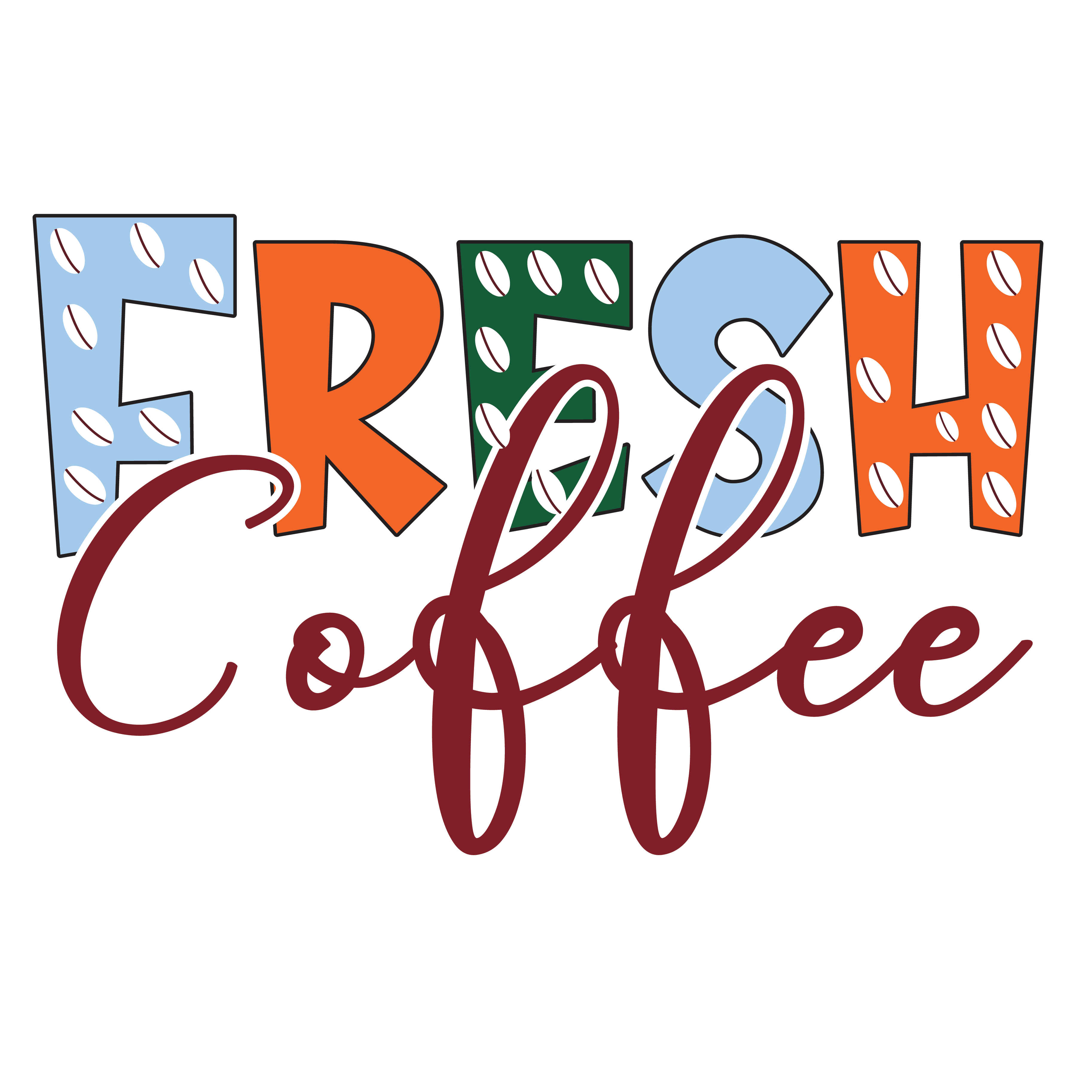 Fresh Coffee Colorful Coffee DTF Transfer