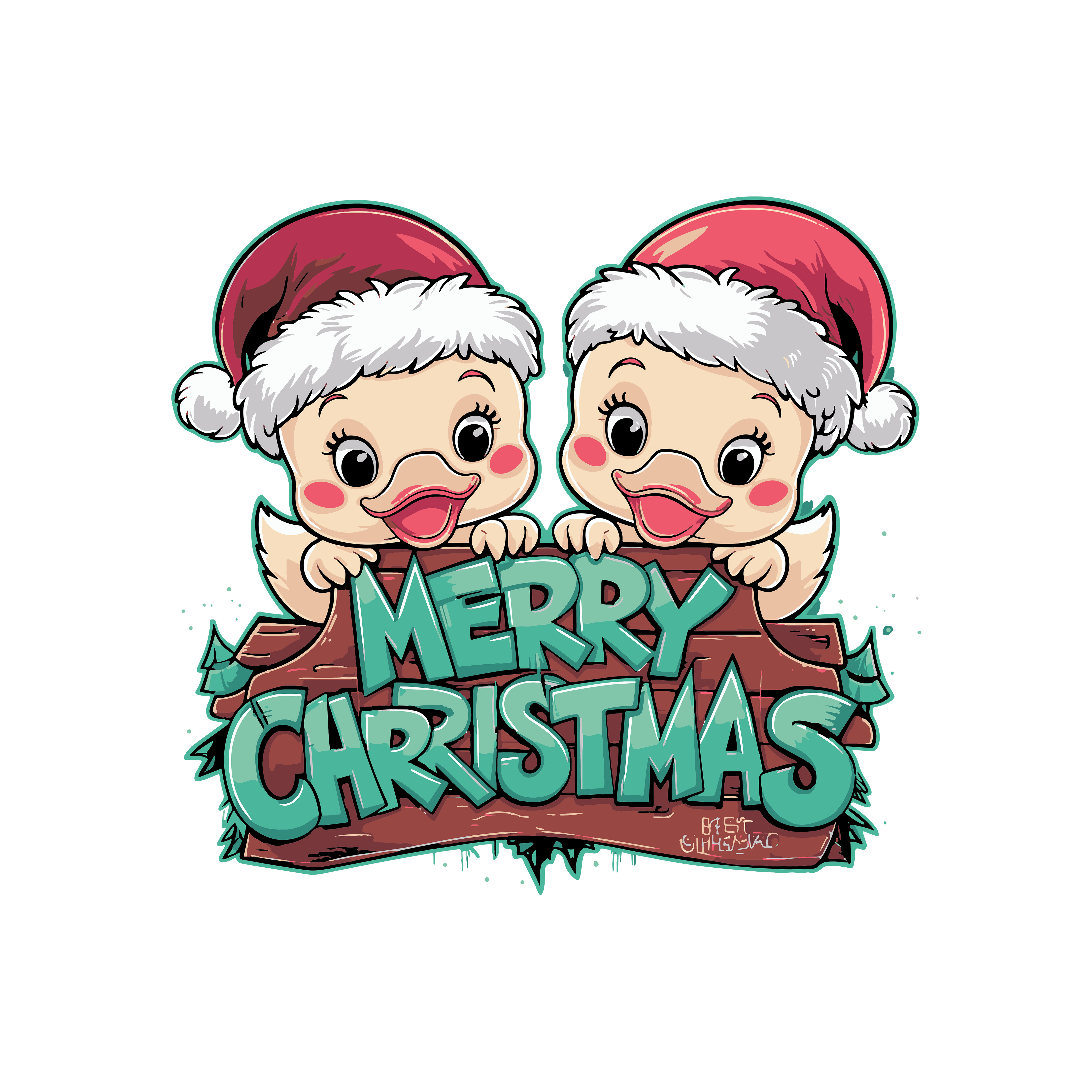Merry Christmas Duck Couple DTF Transfer