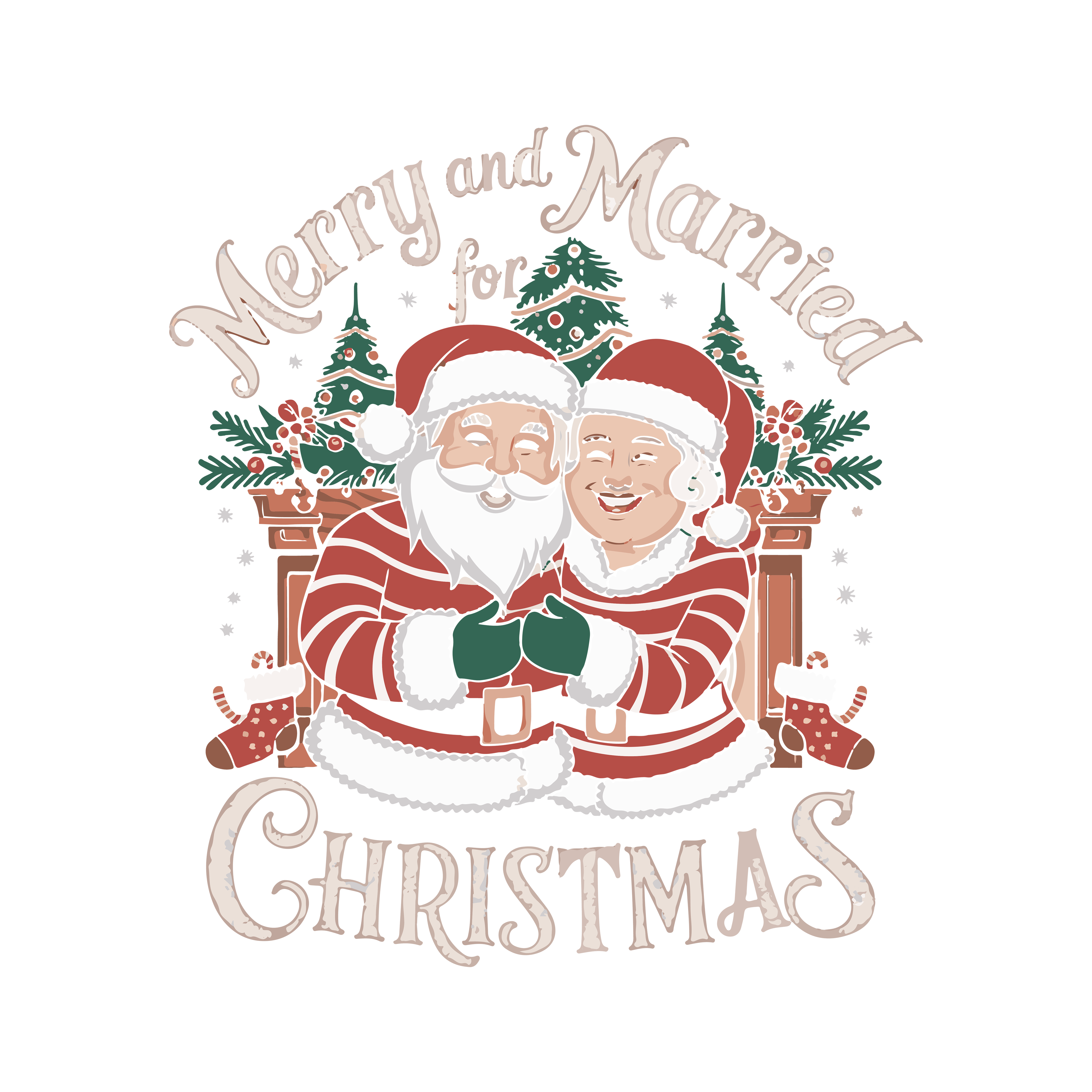 Merry And Married For Christmas DTF Transfer