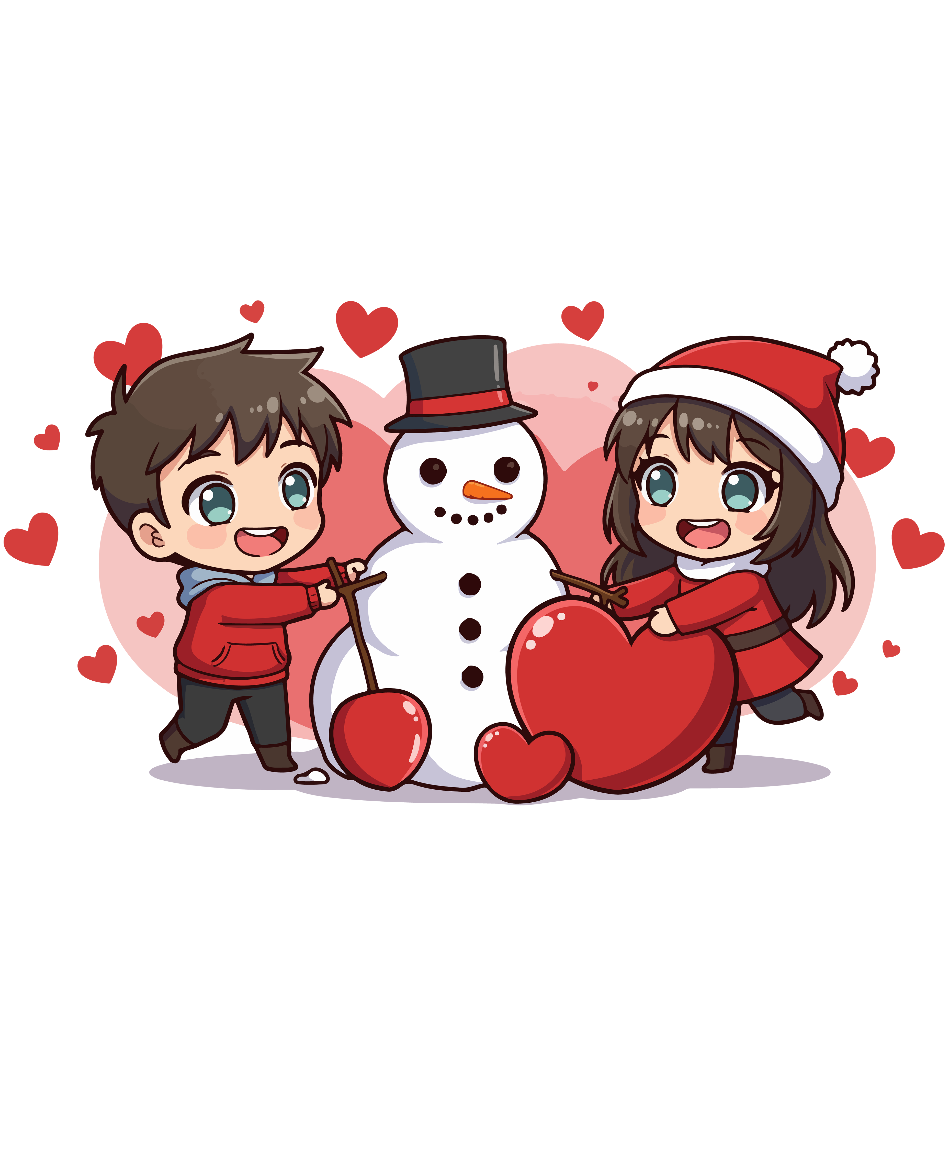 Snowman Couple Christmas Love DTF Transfer