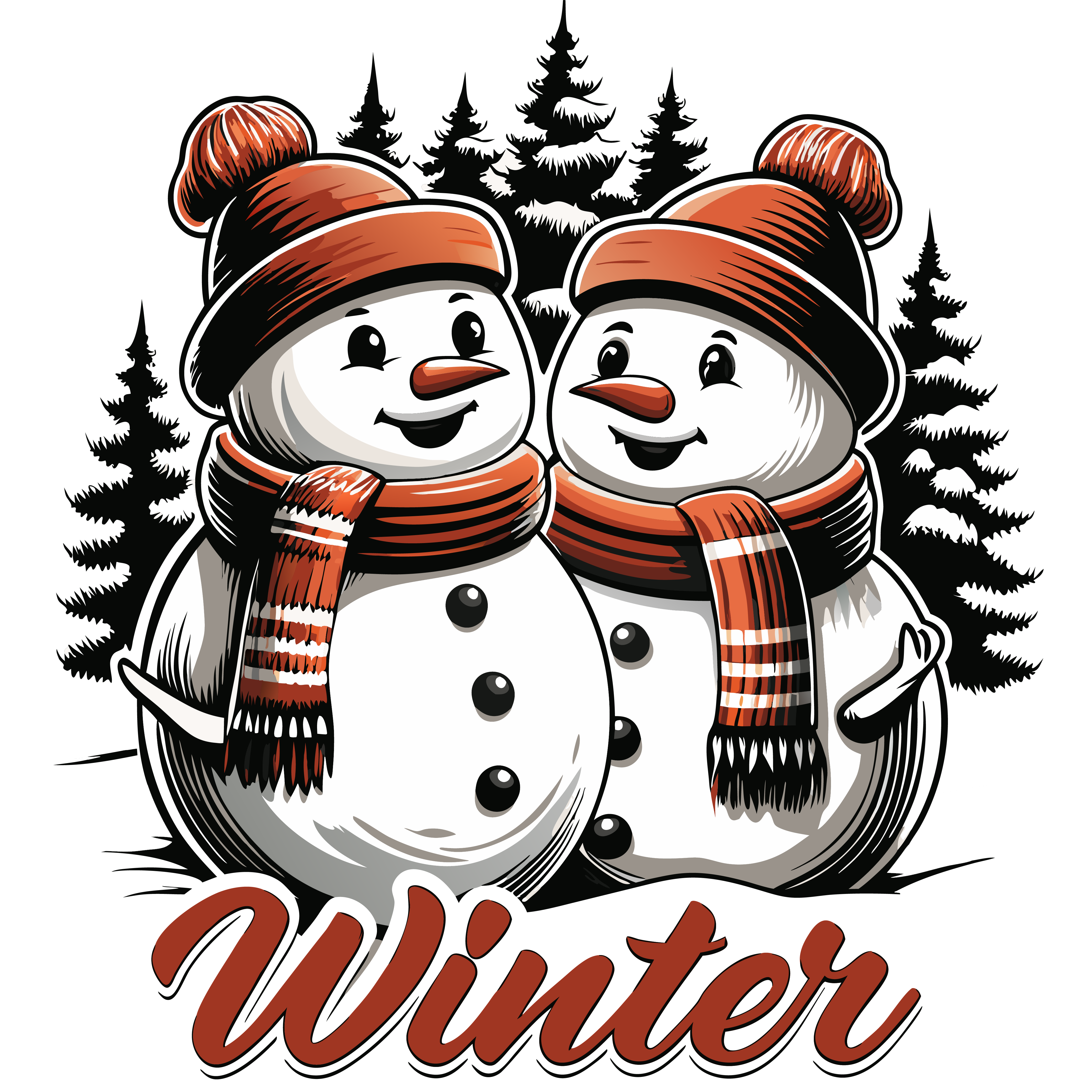 Winter Snowman Couple DTF Transfer
