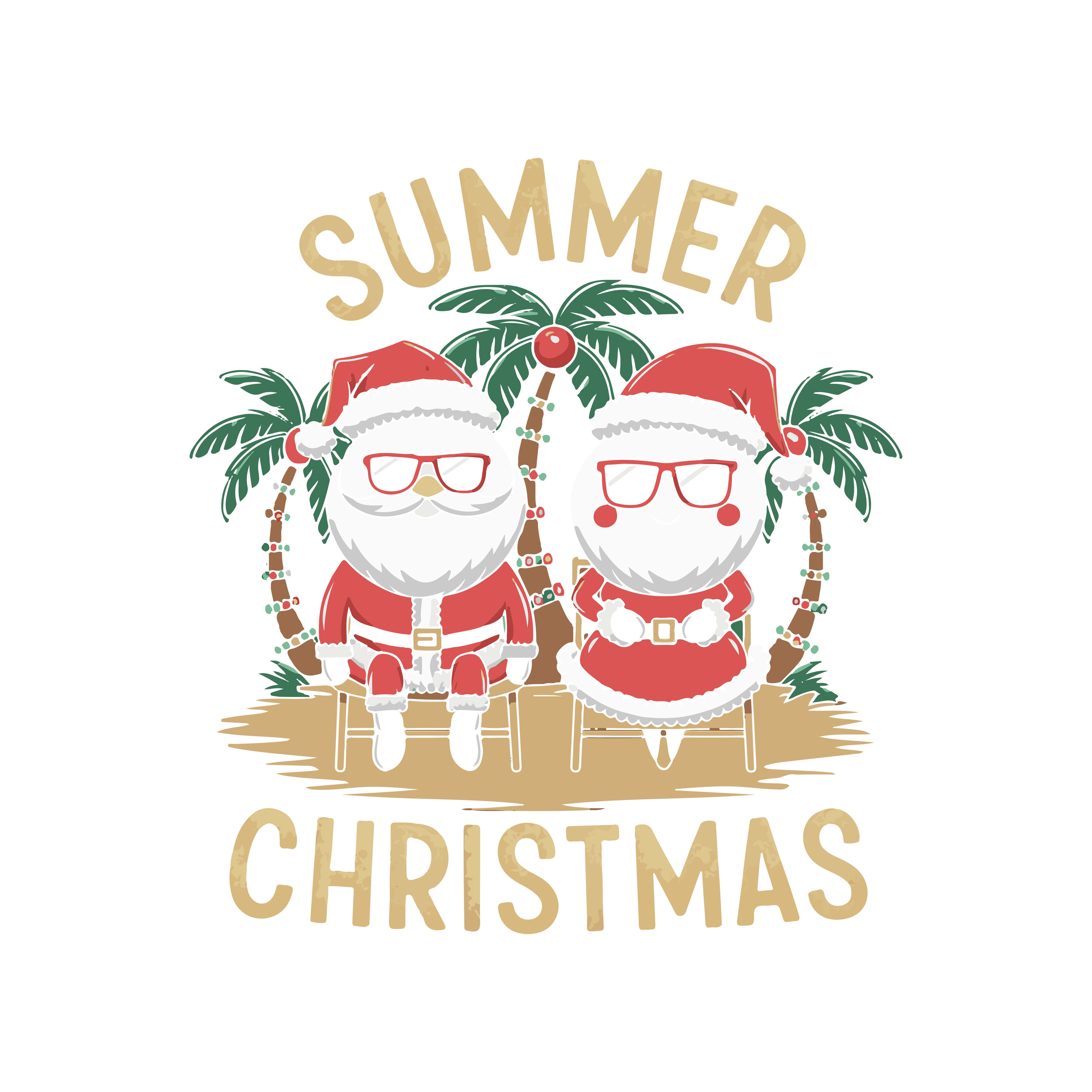 Summer Christmas Couple DTF Transfer