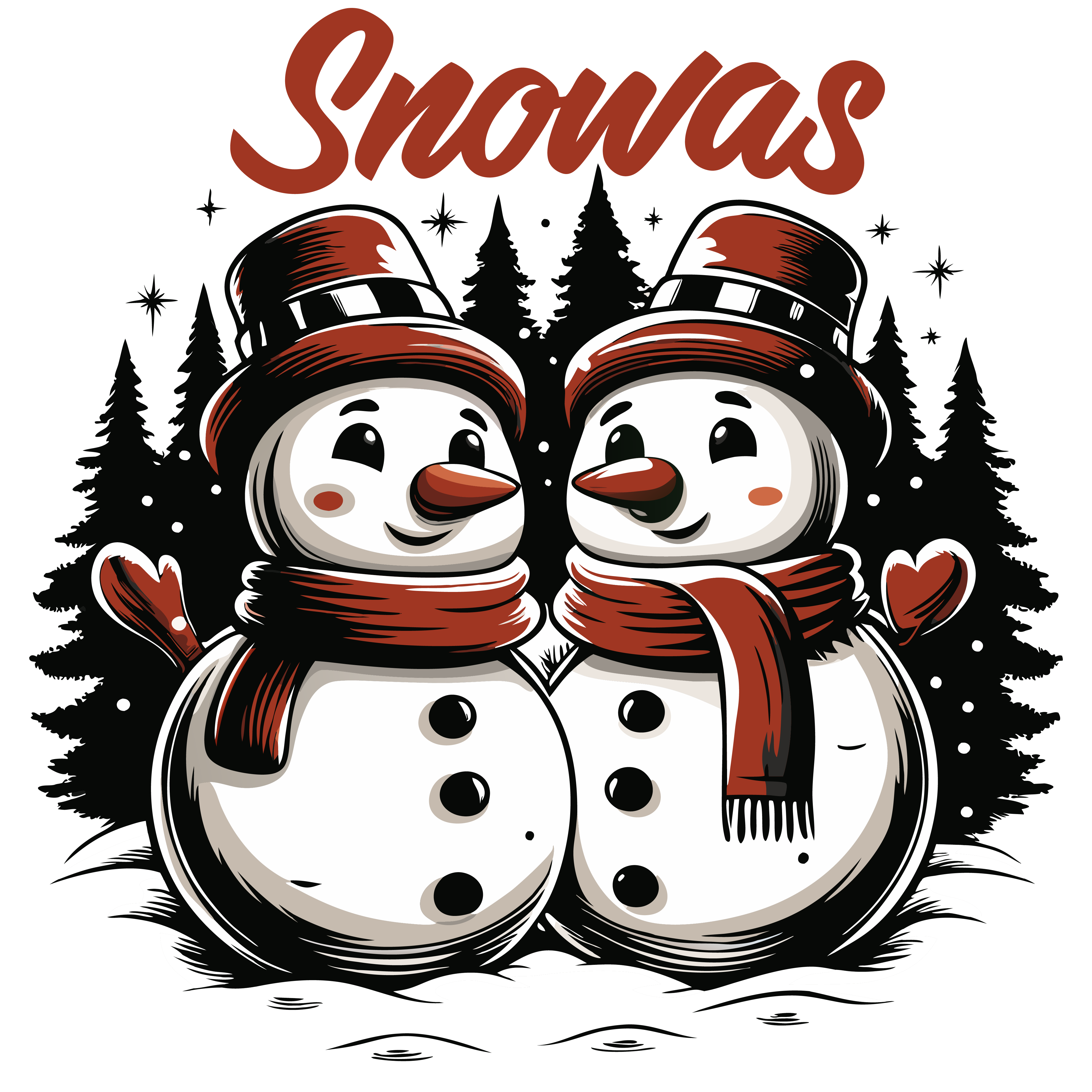 Snowman Couple Winter Love DTF Transfer