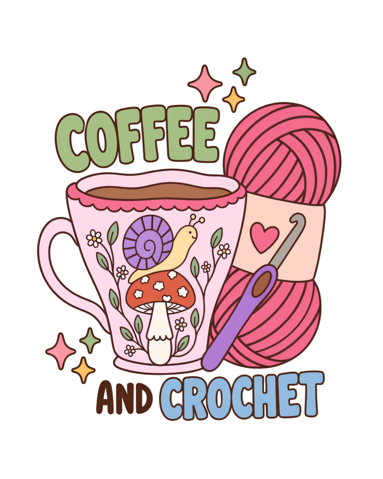 Coffee And Crochet DTF Transfer