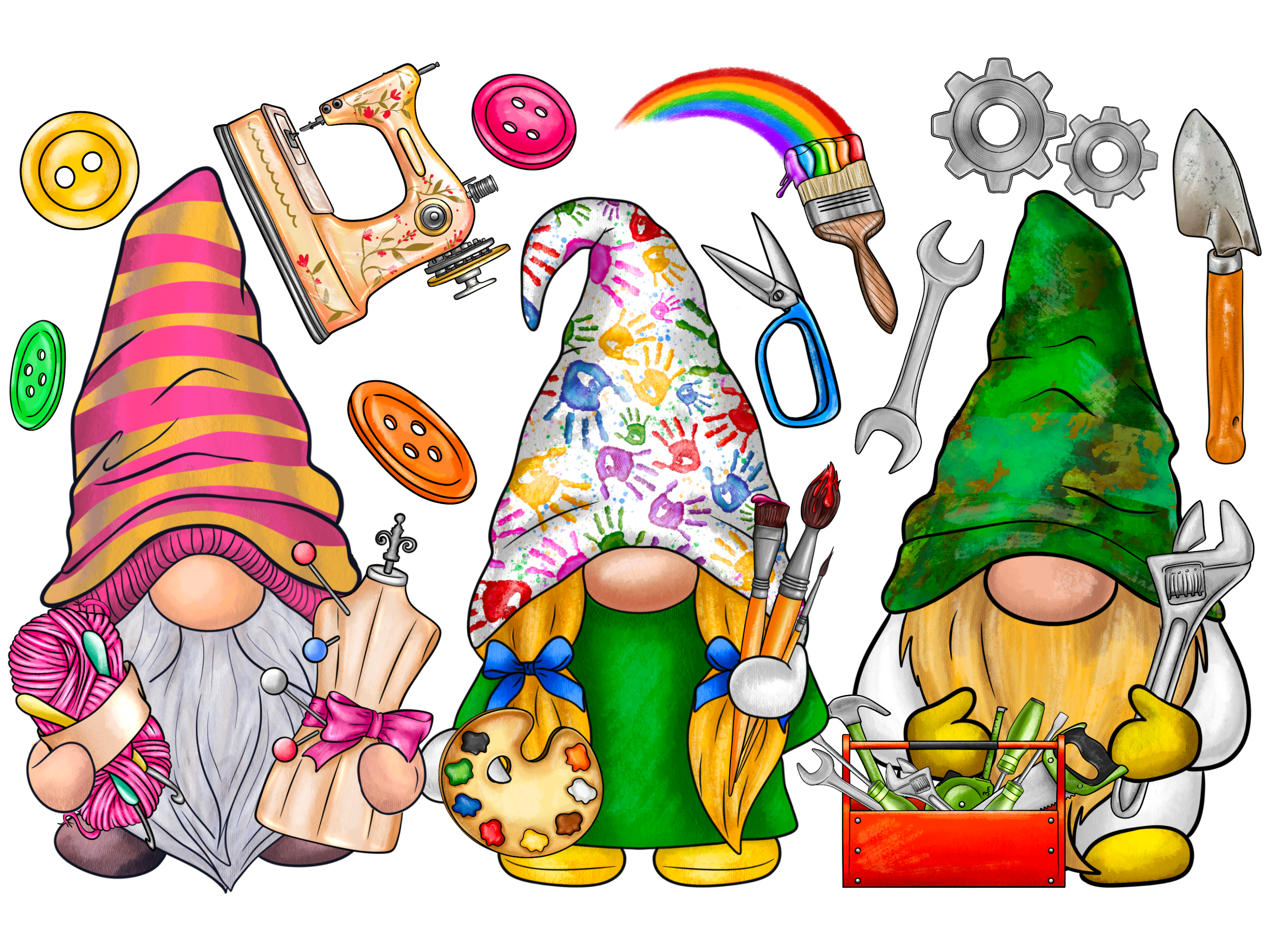 Creative Crafting Gnomes DTF Transfer