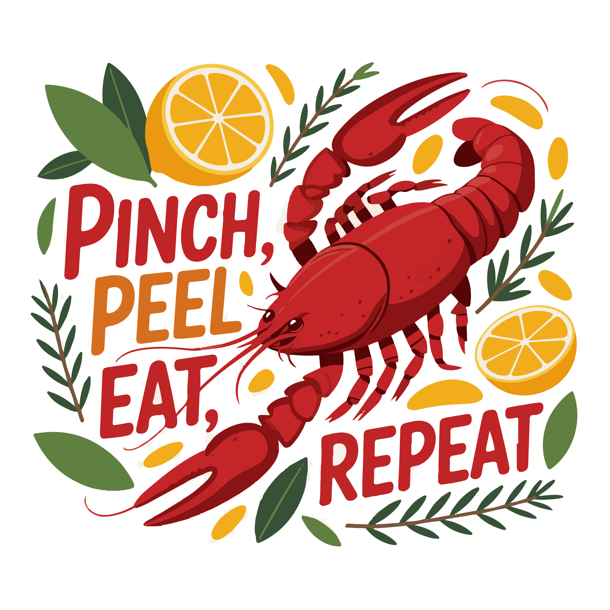 Cajun Crawfish Boil Pinch Peel Eat Repeat DTF Transfer