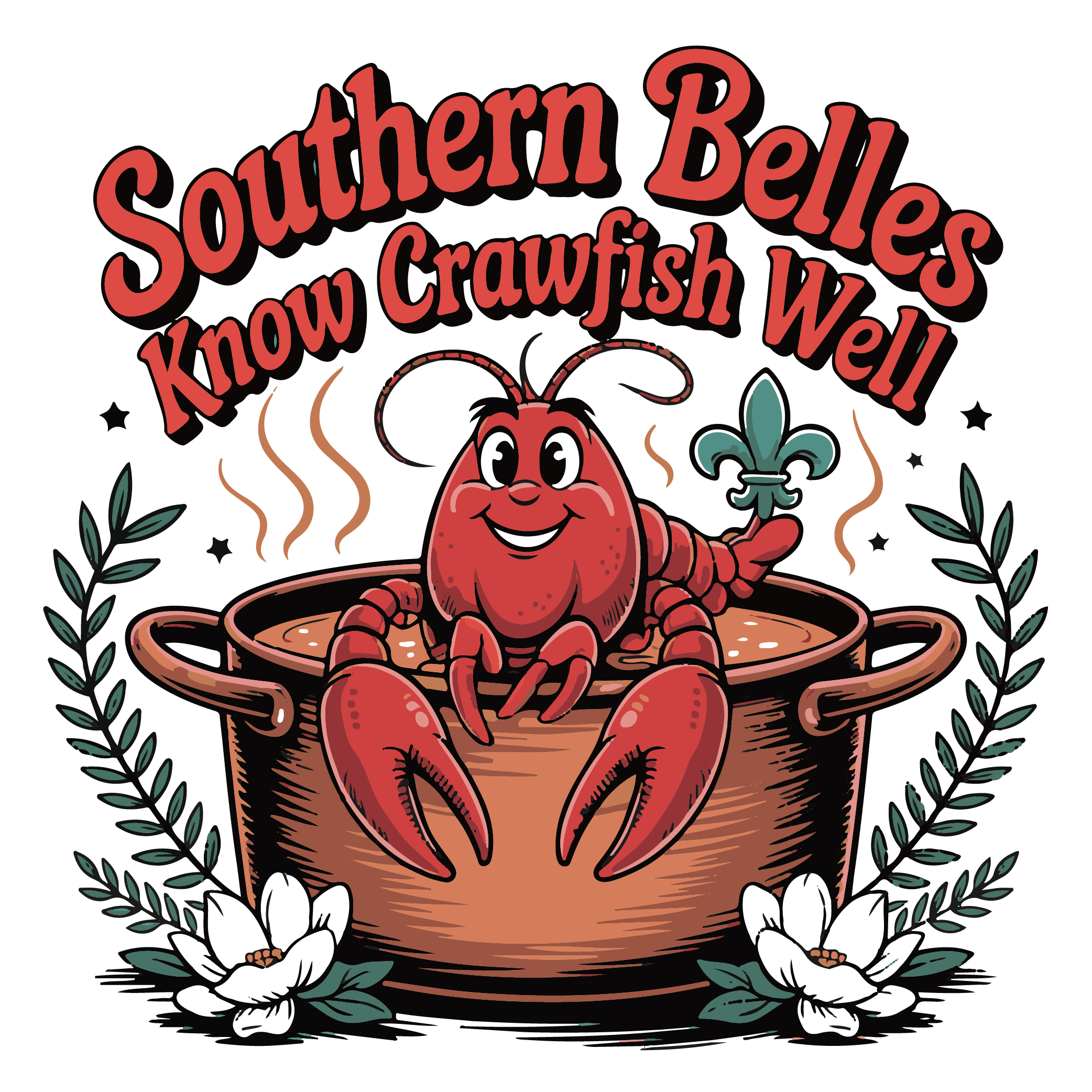 Southern Belle Crawfish Lover Cajun Boil DTF Transfer