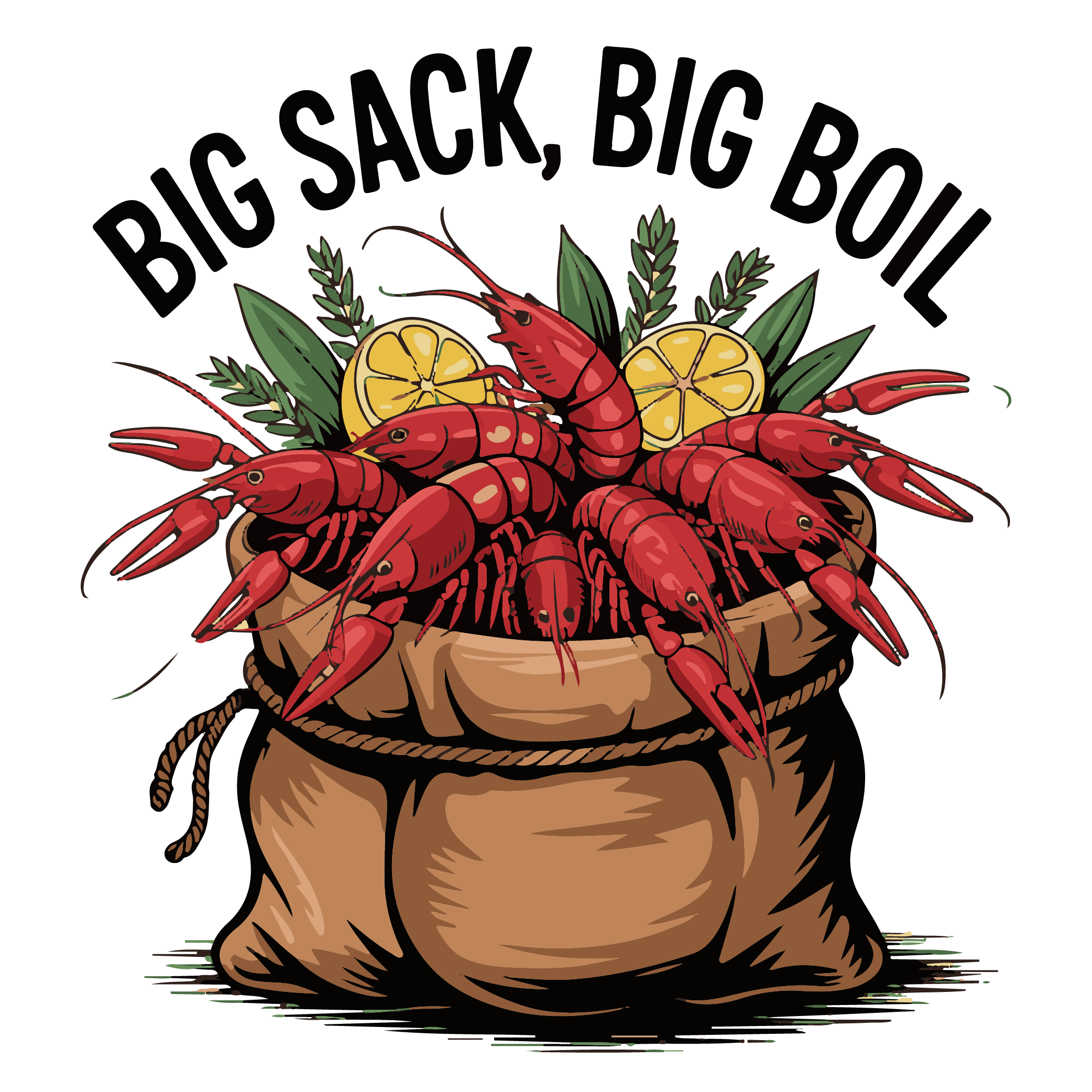Big Sack Big Boil Cajun Crawfish Lover DTF Transfer