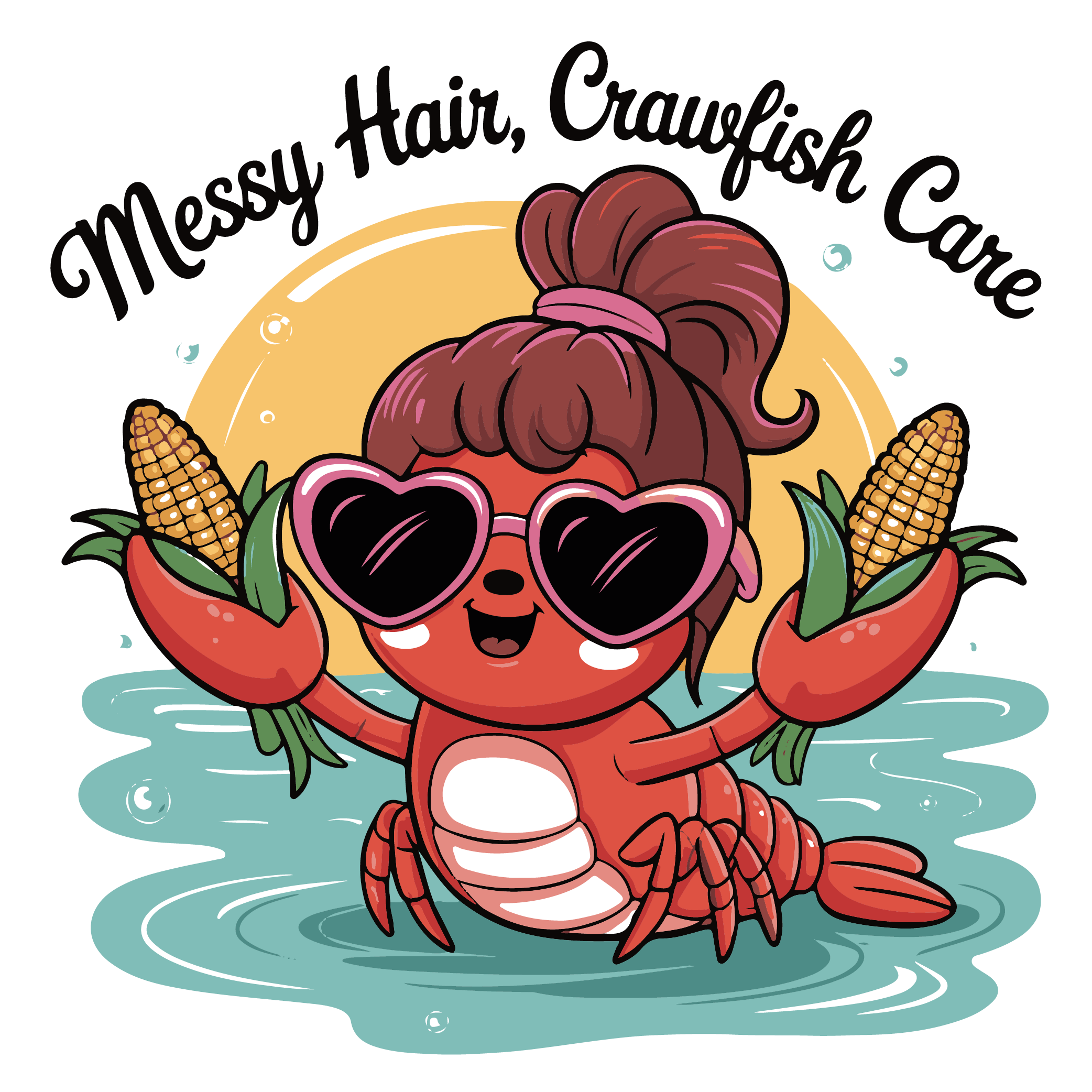 Messy Hair Crawfish Care DTF Transfer
