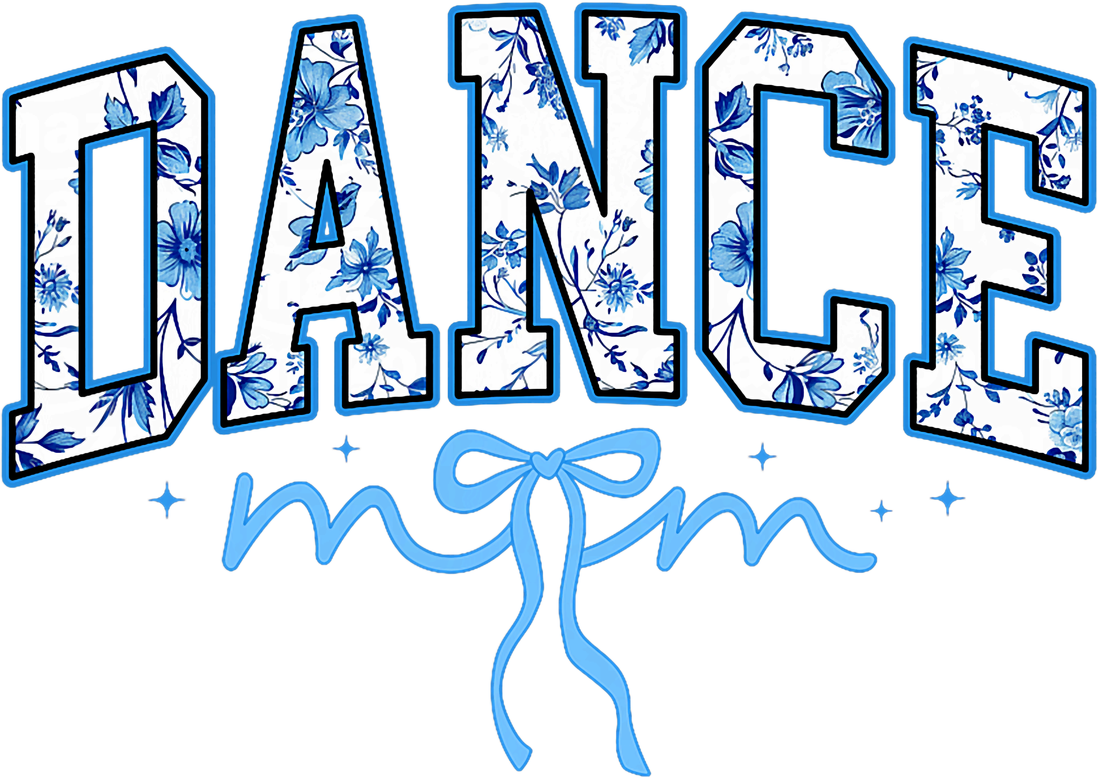 Blue Floral Dance Mom DTF Transfer