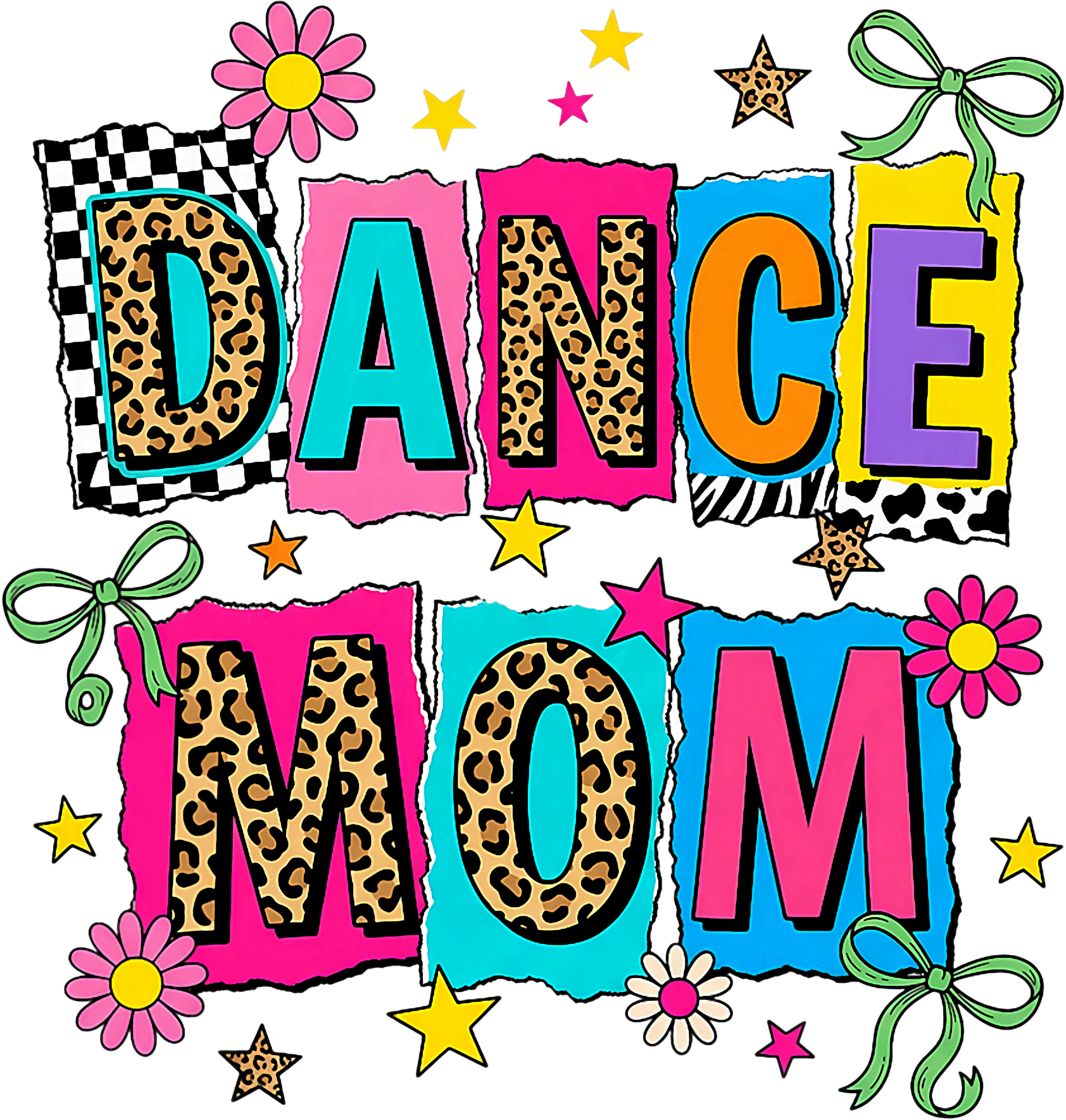 Colorful Leopard Dance Mom DTF Transfer