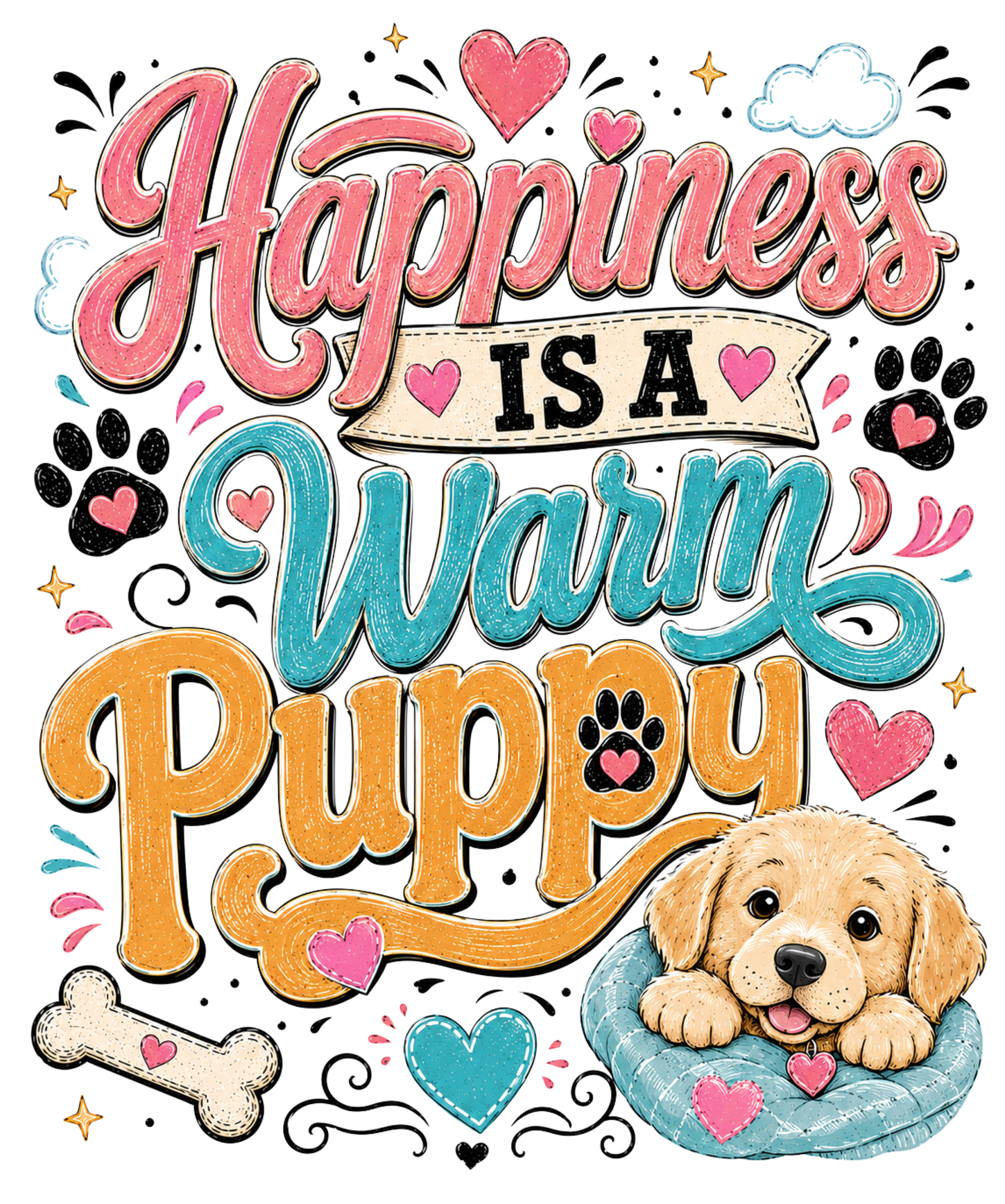 Happiness Is A Warm Puppy DTF Transfer