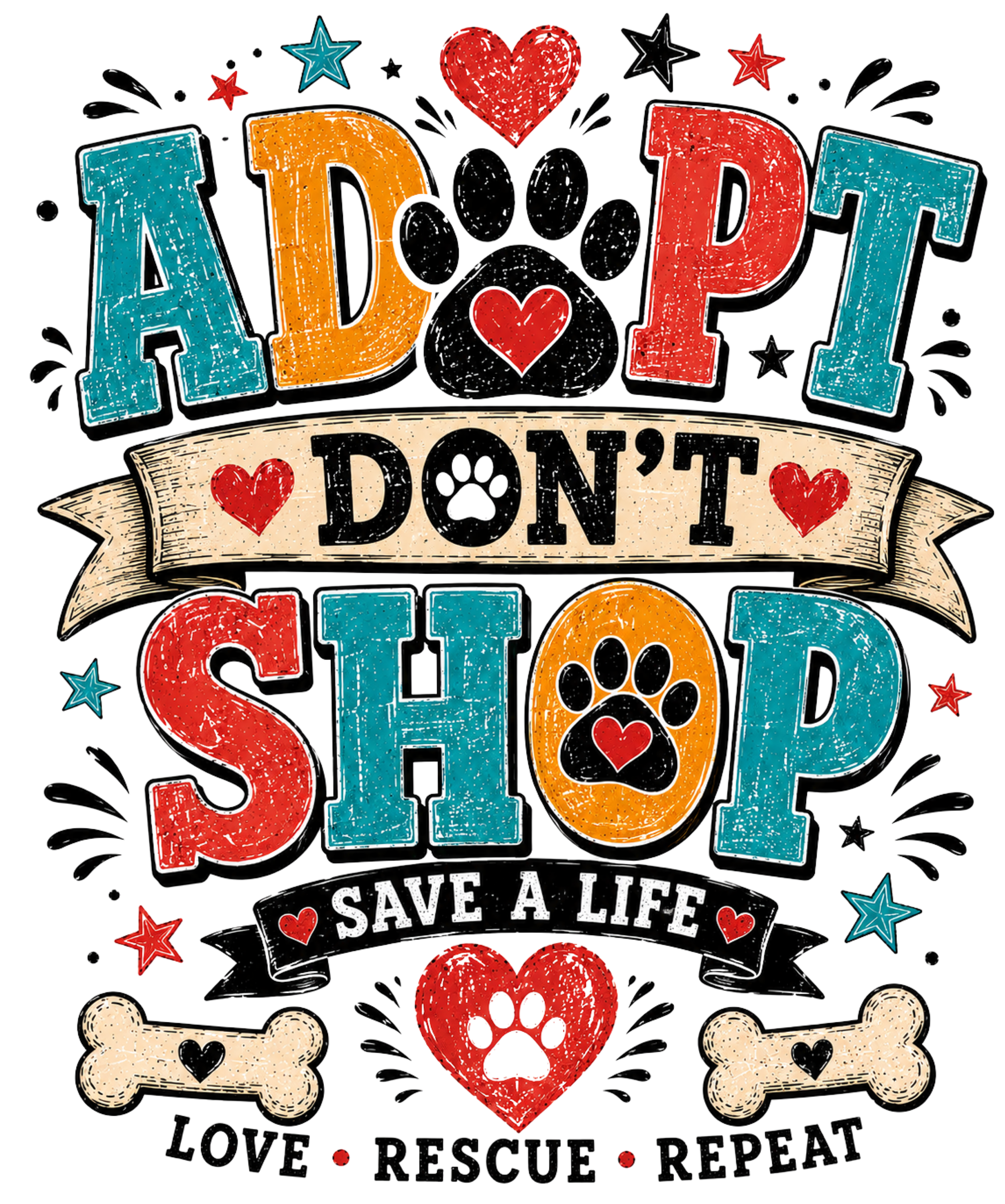 Adopt Dogs Save A Life DTF Transfer