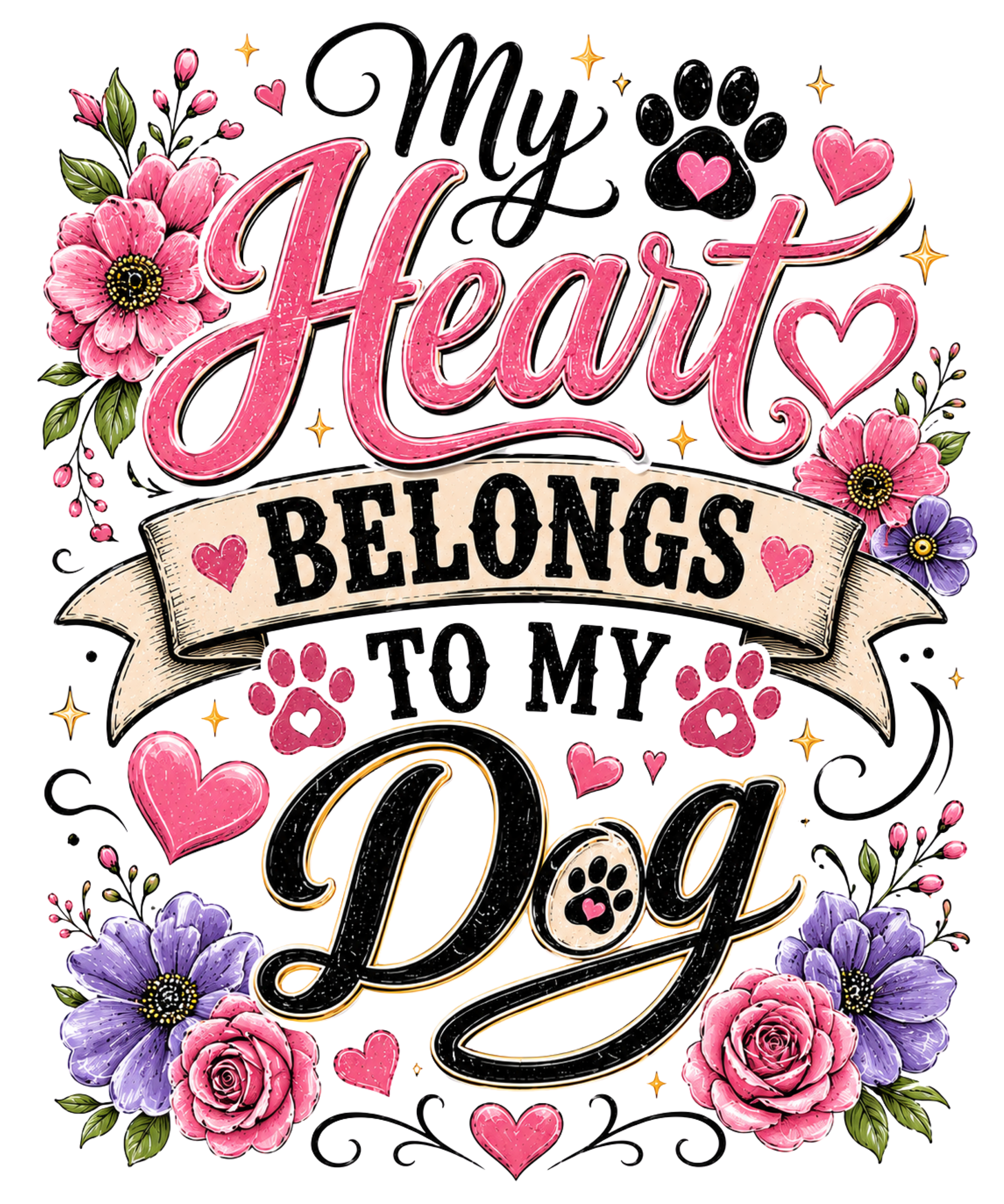 My Heart Belongs To My Dog DTF Transfer
