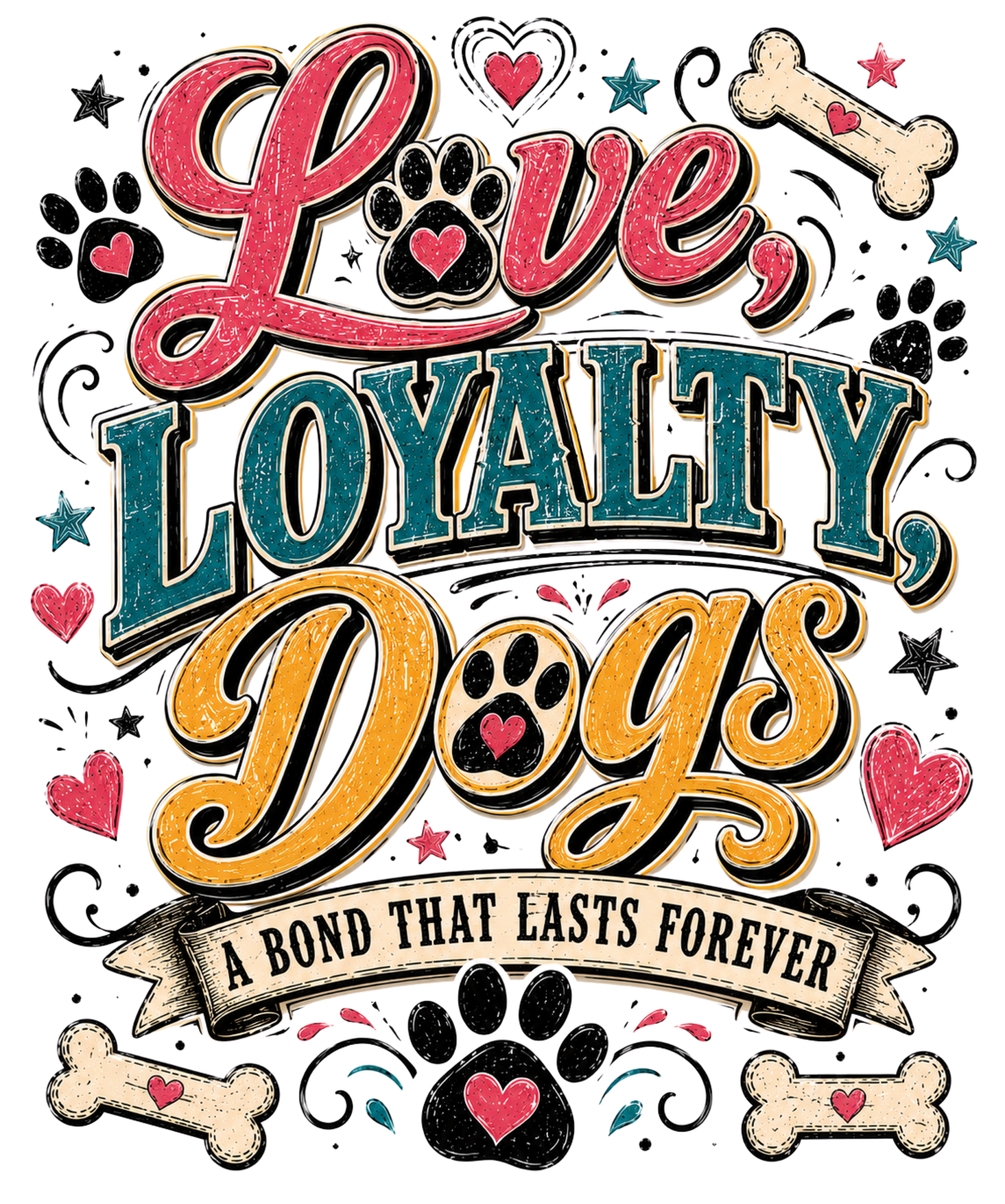 Love Loyalty Dogs Forever DTF Transfer